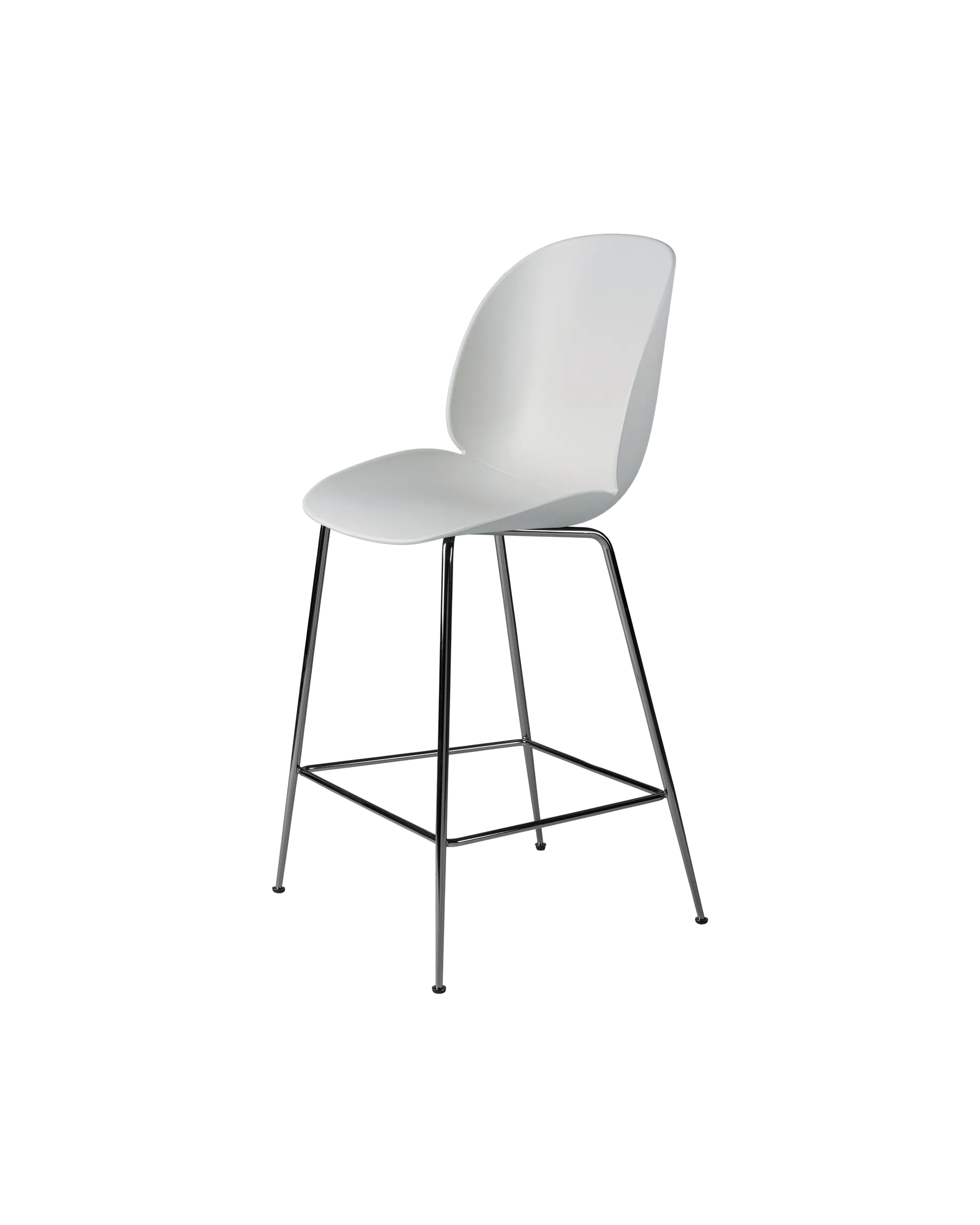GUBI Beetle Counter Chair, Un-Upholstered (Conic base, Lunar Gray, Black Chrome)