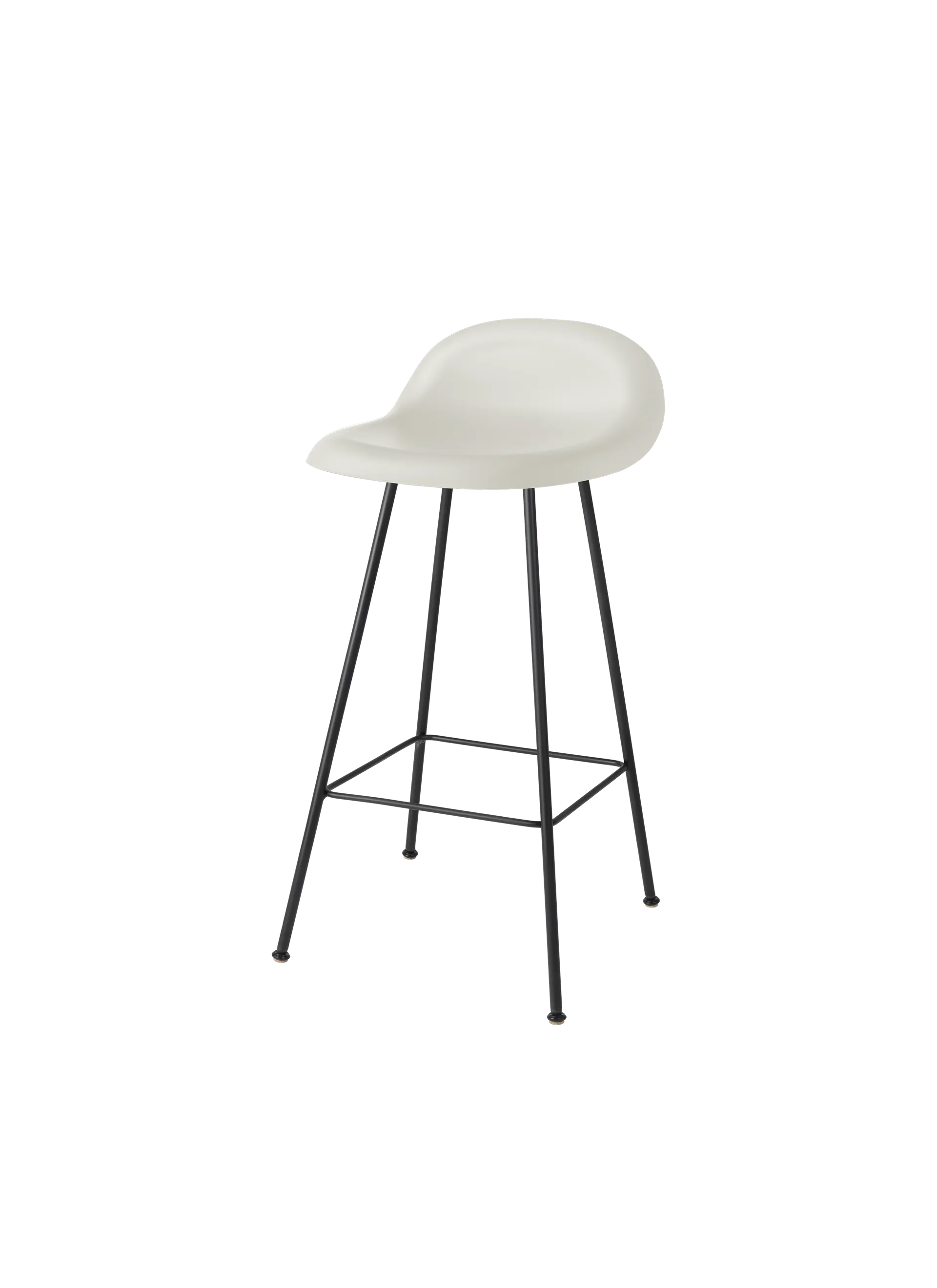 GUBI GUBI 3D Counter Stool, Un-Upholstered (Alabaster White, Center base, Black Matt)