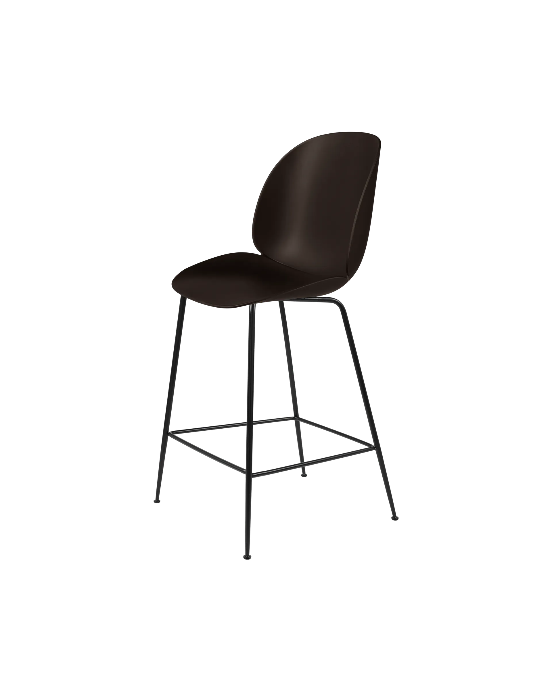 GUBI Beetle Counter Chair, Un-Upholstered (Conic base, Mocha Brown, Black Matt)