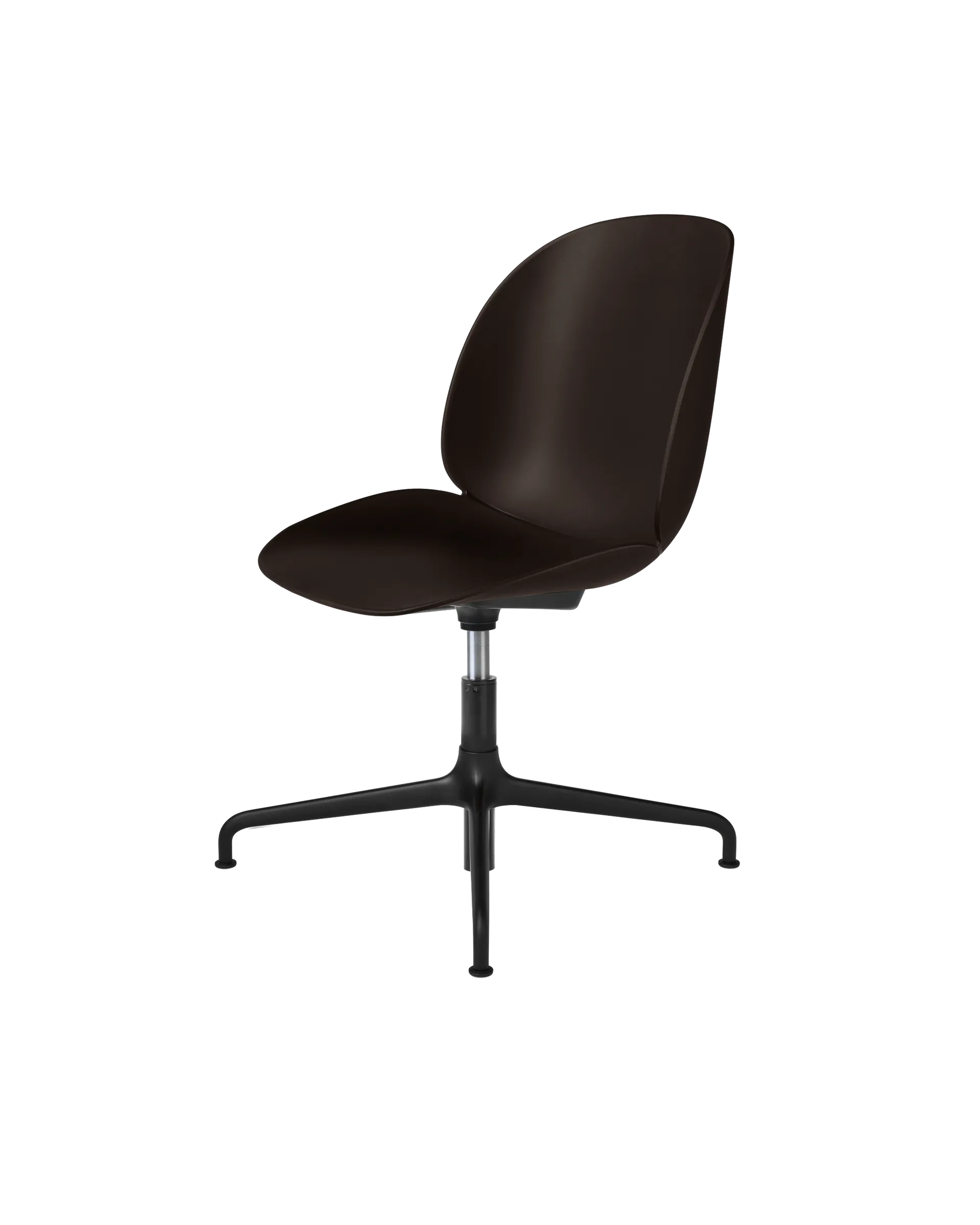 GUBI Beetle Meeting Chair, Un-Upholstered (Mocha Brown, Height adjustable 4-star base)