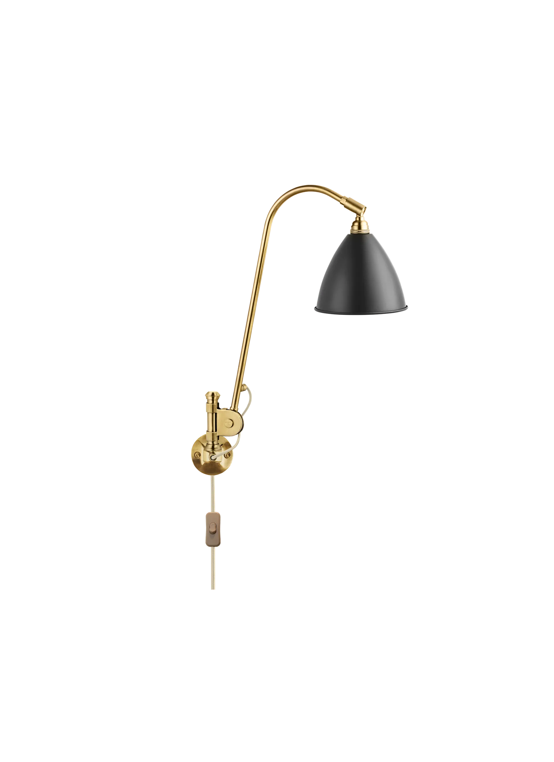 GUBI Bestlite BL6 Wall Lamp (Soft Black Semi Matt, Brass, UK)