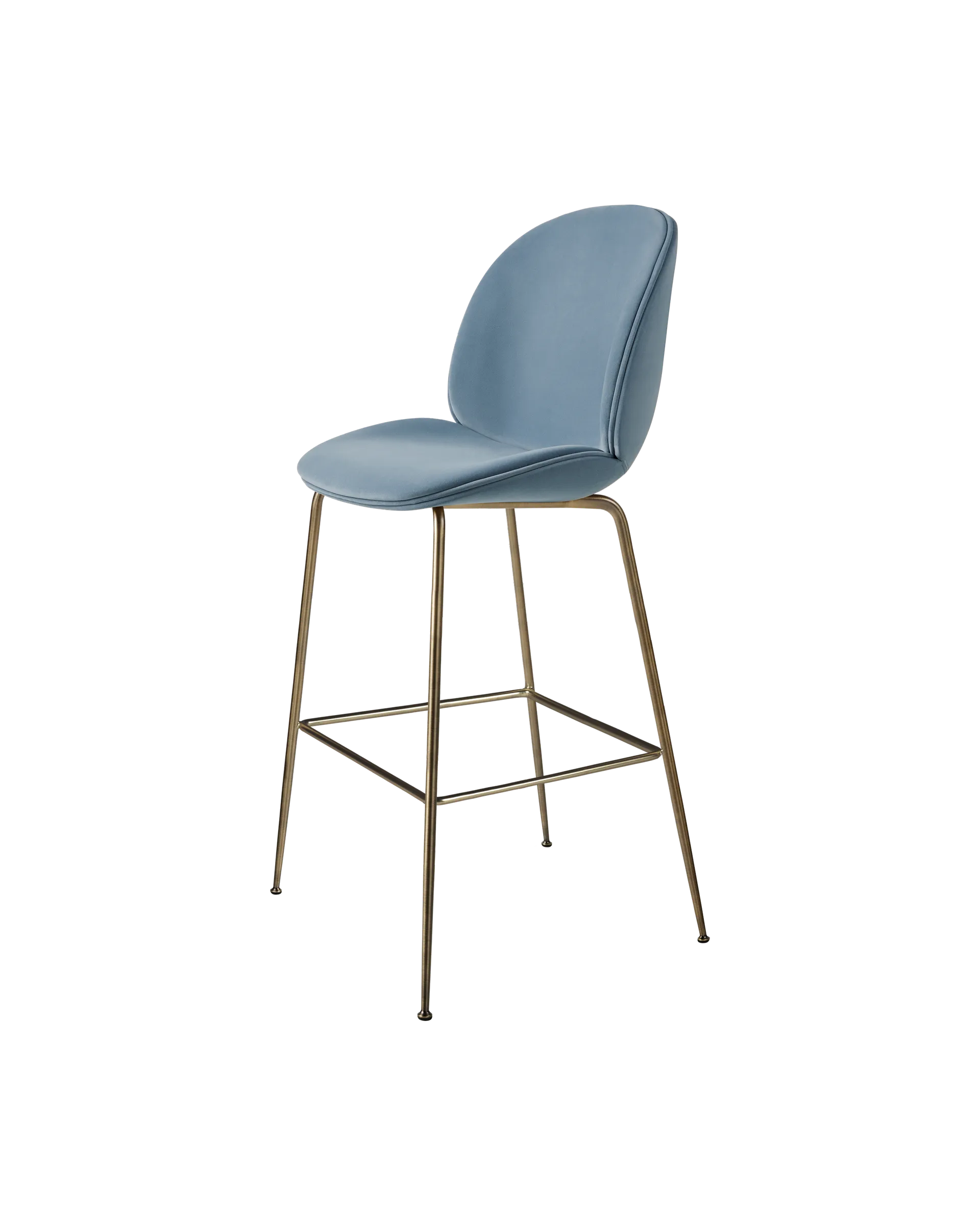 GUBI Beetle Bar Chair, Fully Upholstered (Sunday, Dedar (002, Standard), Conic base, Antique Brass)