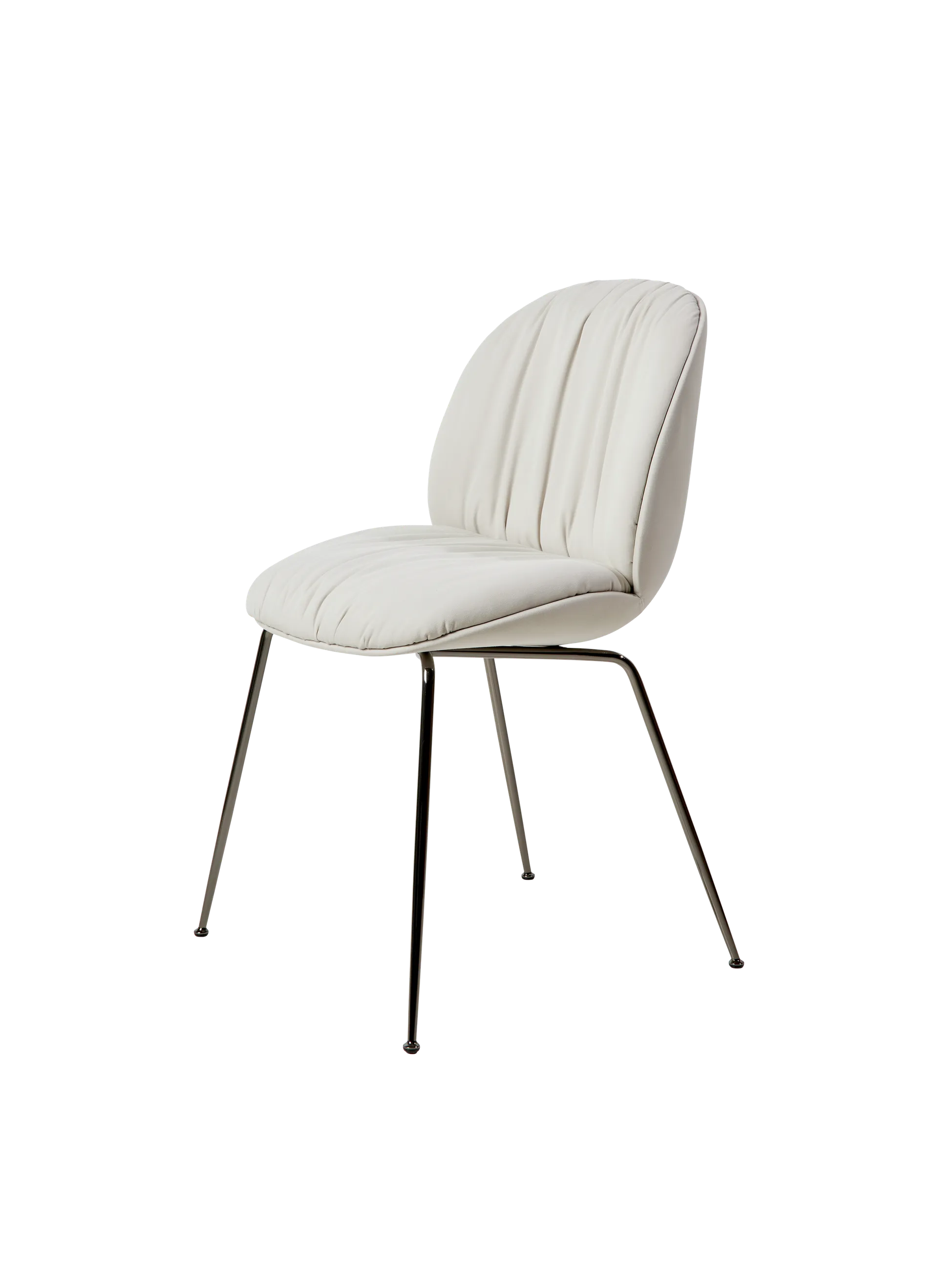 GUBI Beetle Soft Dining Chair, Fully Upholstered (Reales, Limonta (001, Standard), Black Chrome)
