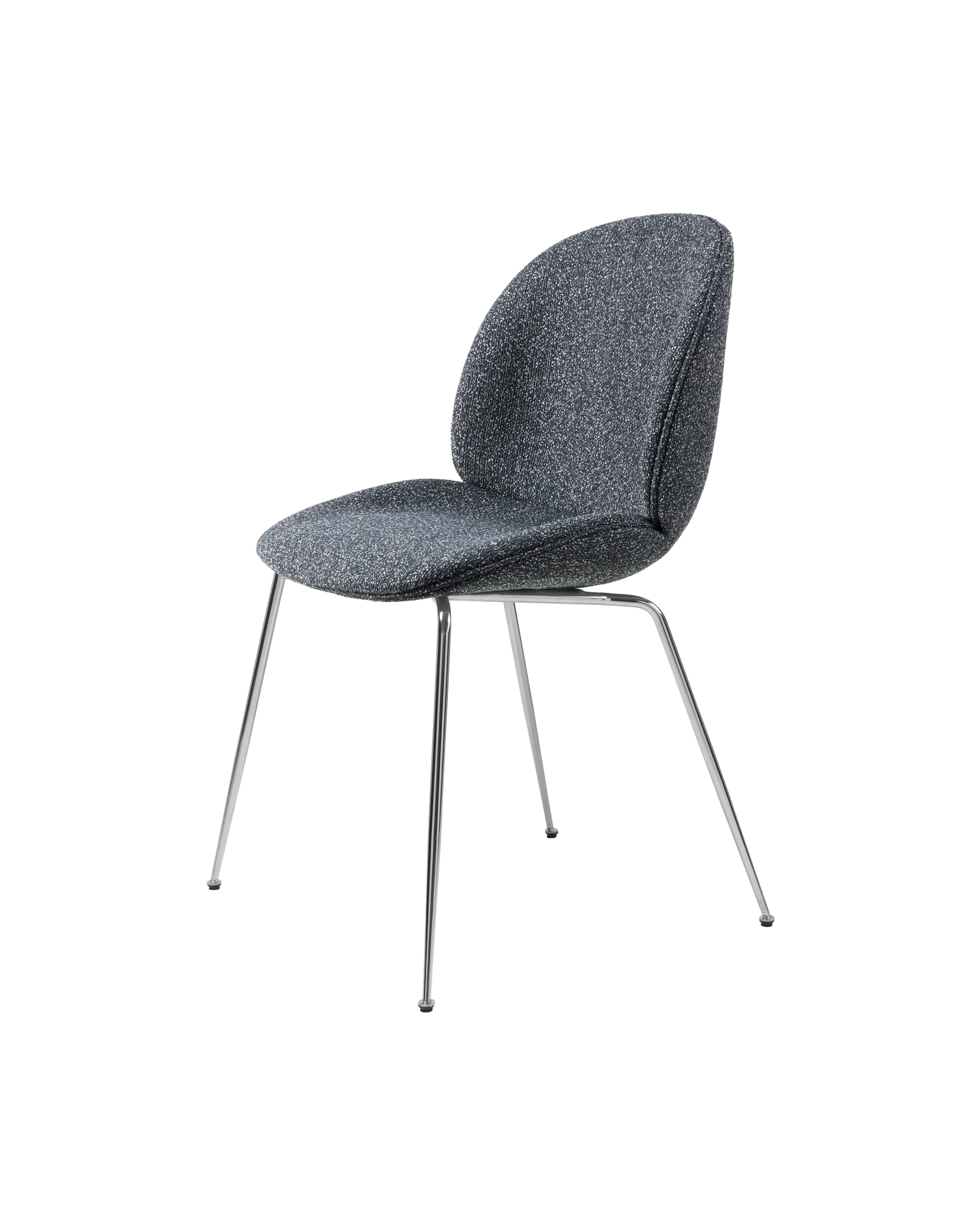 GUBI Beetle Dining Chair, Fully Upholstered (Around Bouclé, Dedar (023, Standard), Conic base, Chrome)