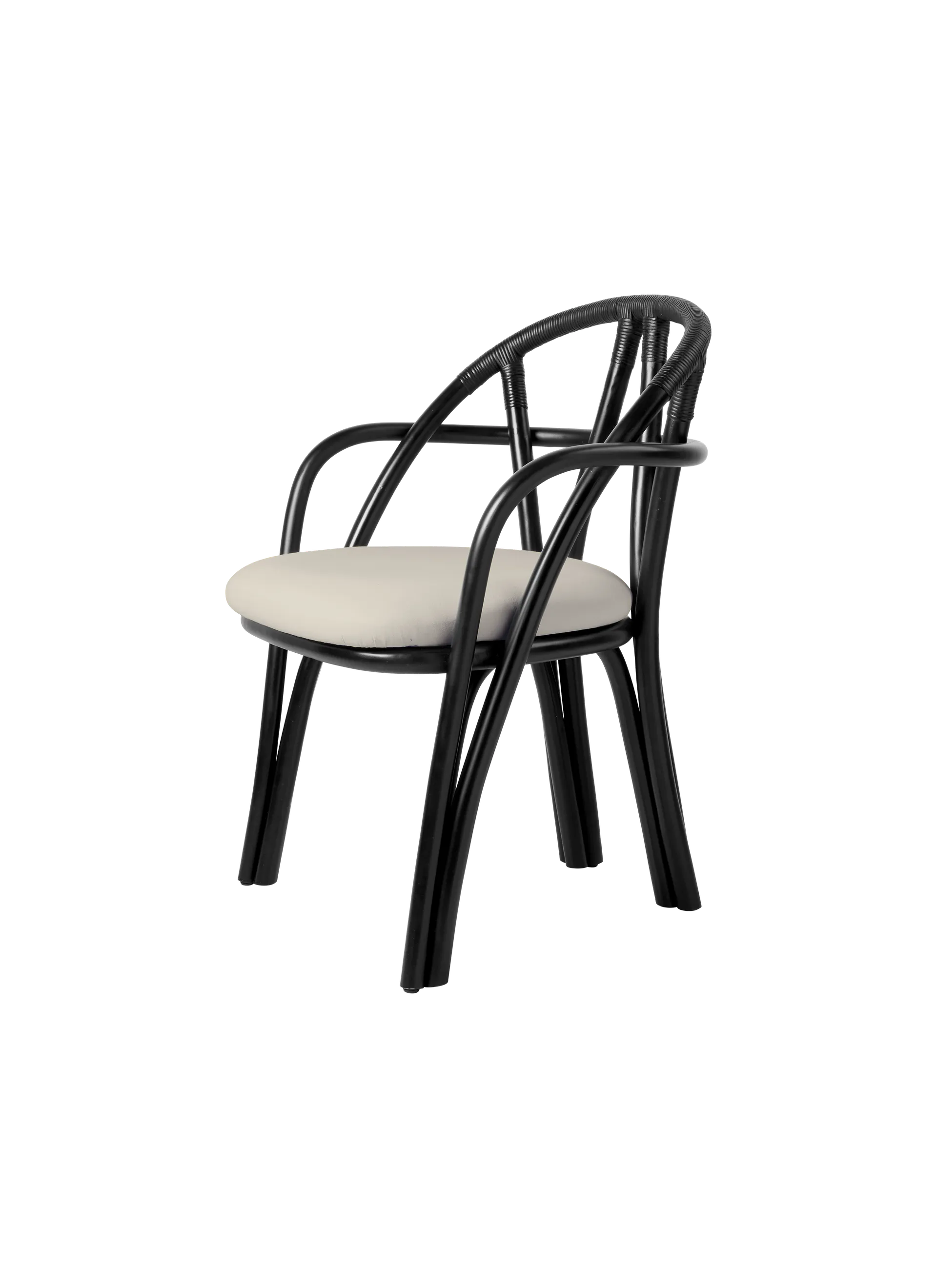 GUBI Bistra Dining Armchair (Fustagno, GUBI (001, Standard), Ebony Painted Rattan)