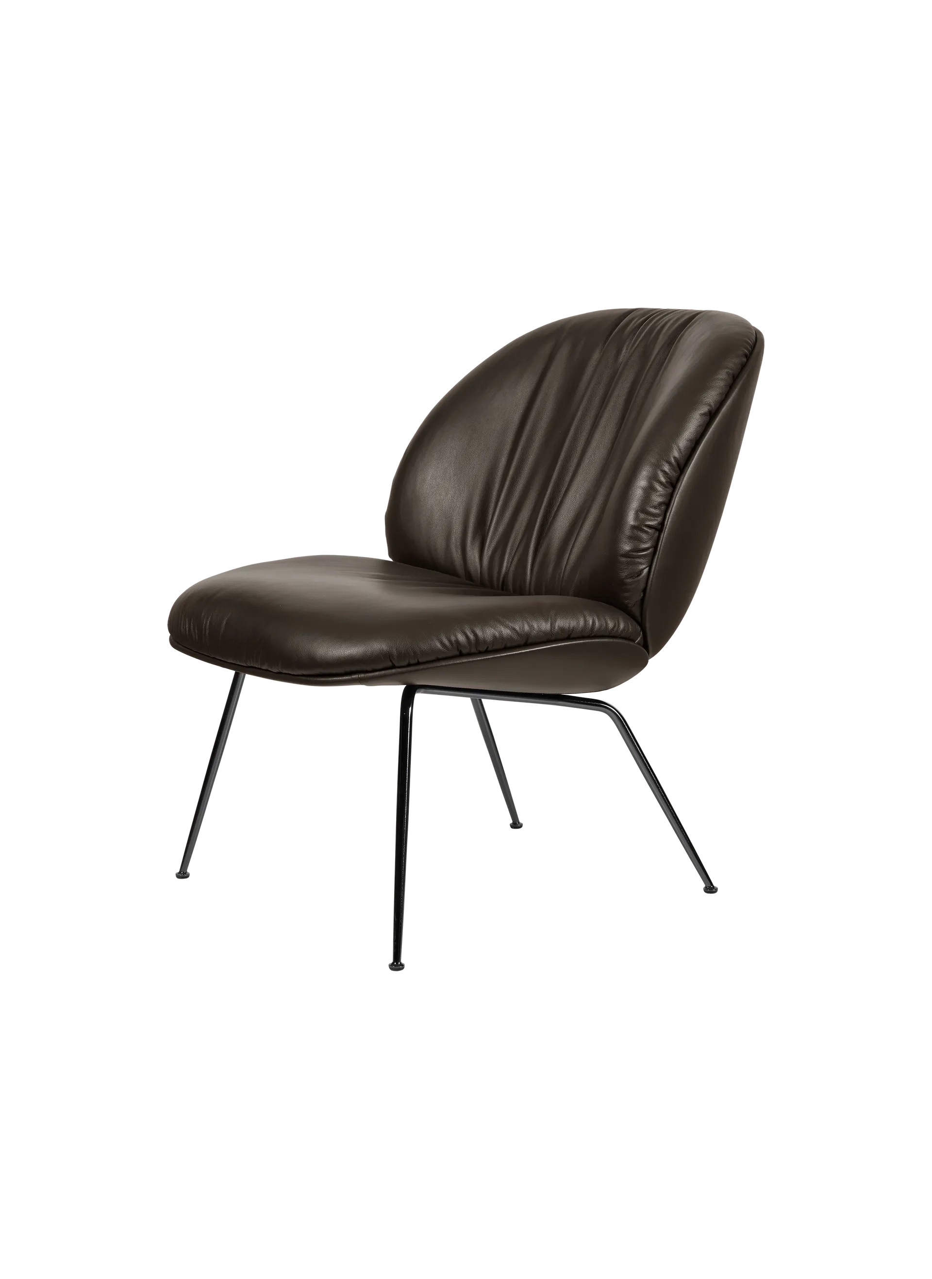GUBI Beetle Soft Lounge Chair, Fully Upholstered (Smooth Leather GUBI (Coffee), Black Matt)