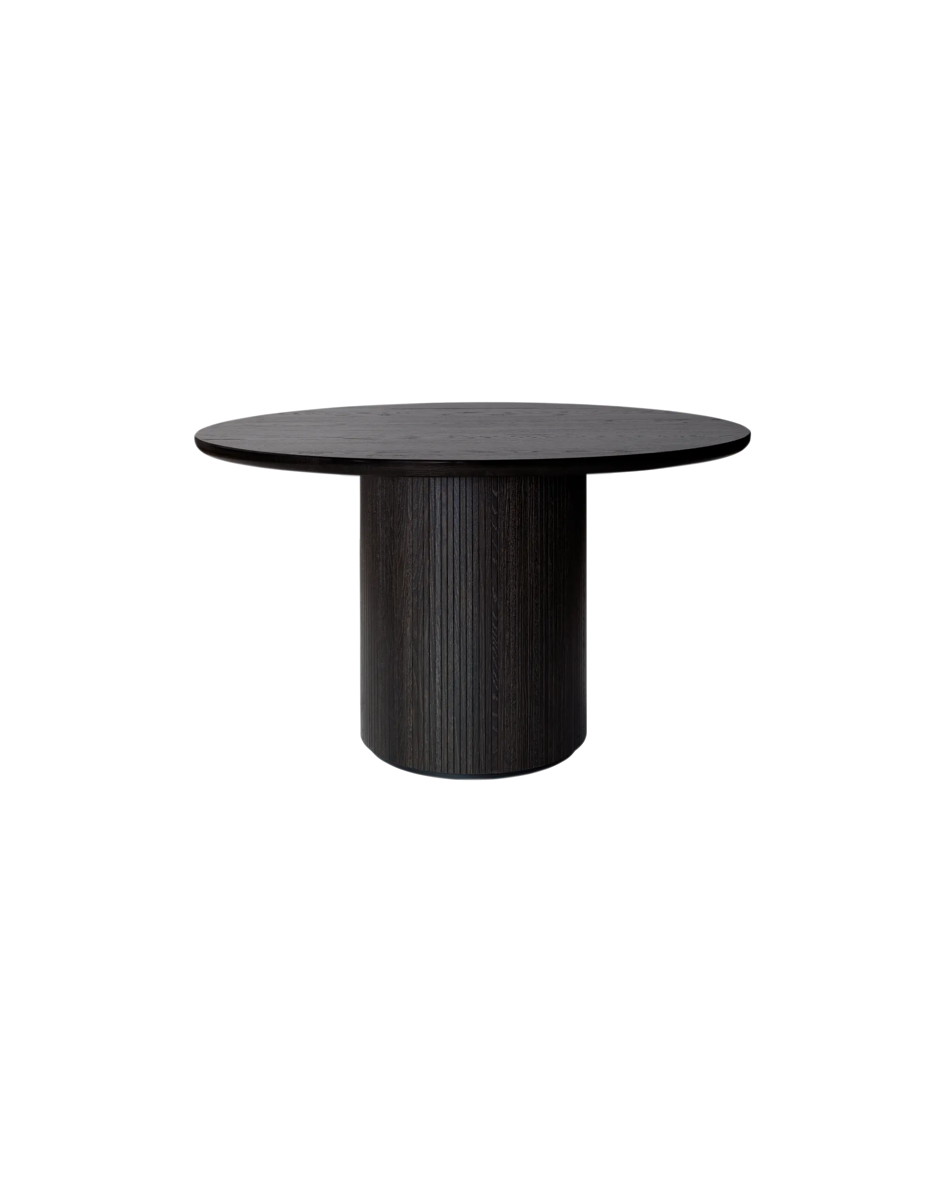 GUBI Moon Dining Table, Round (Brown/Black Stained Veneer Oak Lacquered, Brown/Black Stained Veneer Oak Lacquered, Ø120 cm)