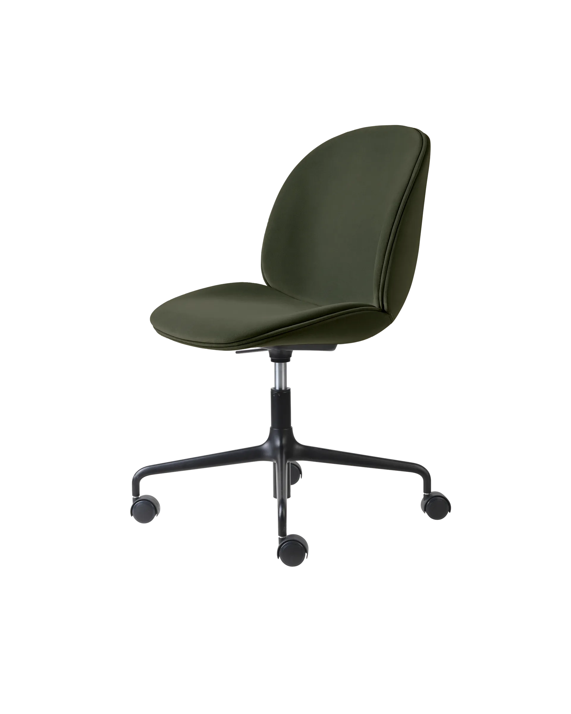 GUBI Beetle Meeting Chair, Fully Upholstered (Sunday, Dedar (018, Standard), Height adjustable 4-star base w. castors, Black Matt)