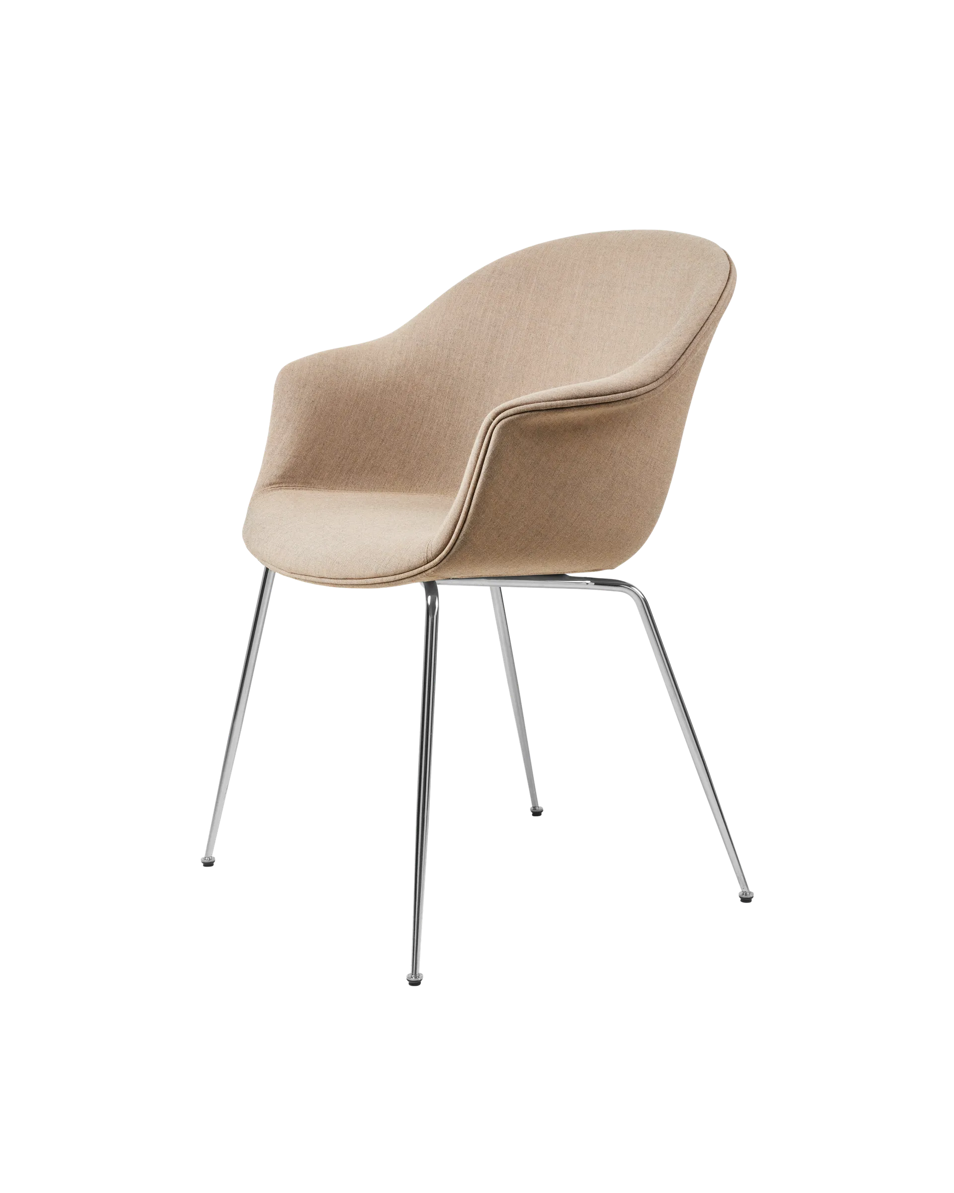 GUBI Bat Dining Chair, Fully Upholstered (Remix 3, Kvadrat (233, Standard), Conic base, Chrome)