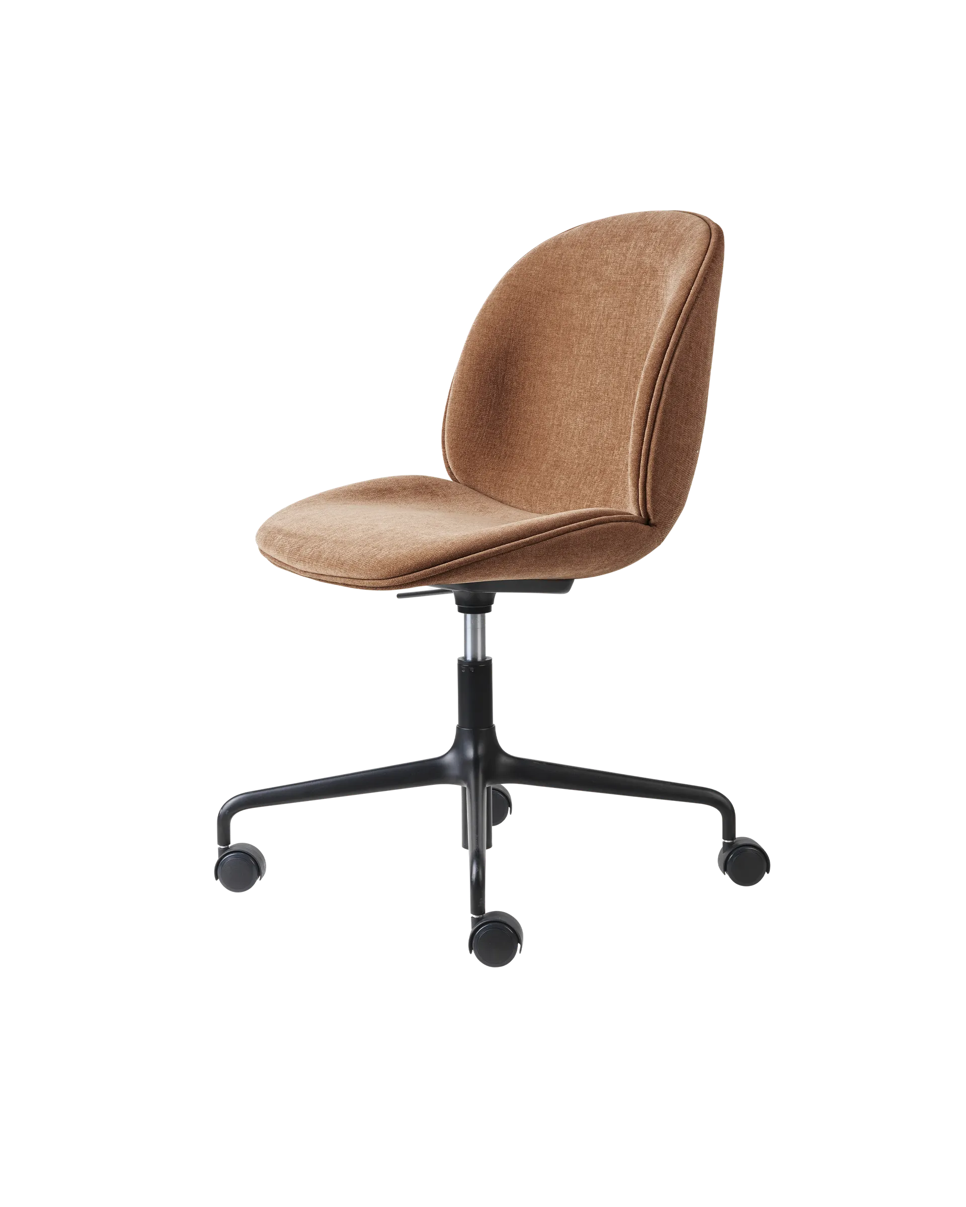 GUBI Beetle Meeting Chair, Fully Upholstered (Belsuede Special FR, Dedar (132, Standard), Height adjustable 4-star base w. castors, Black Matt)