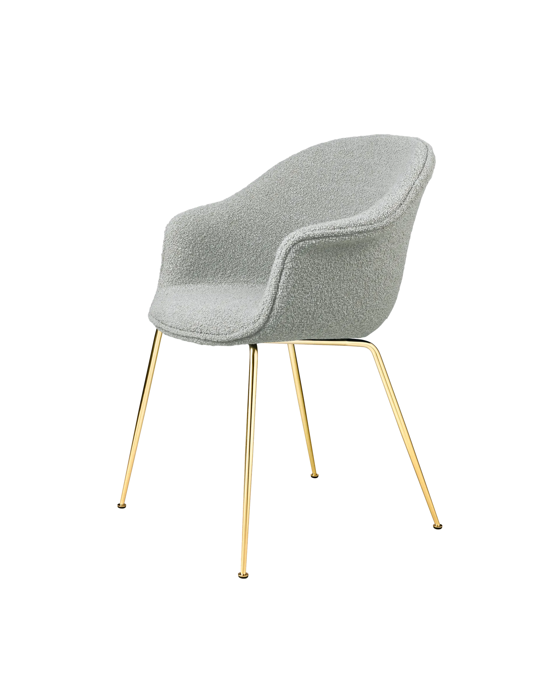 GUBI Bat Dining Chair, Fully Upholstered (Karakorum, Dedar (004, Standard), Conic base, Brass Semi Matt)