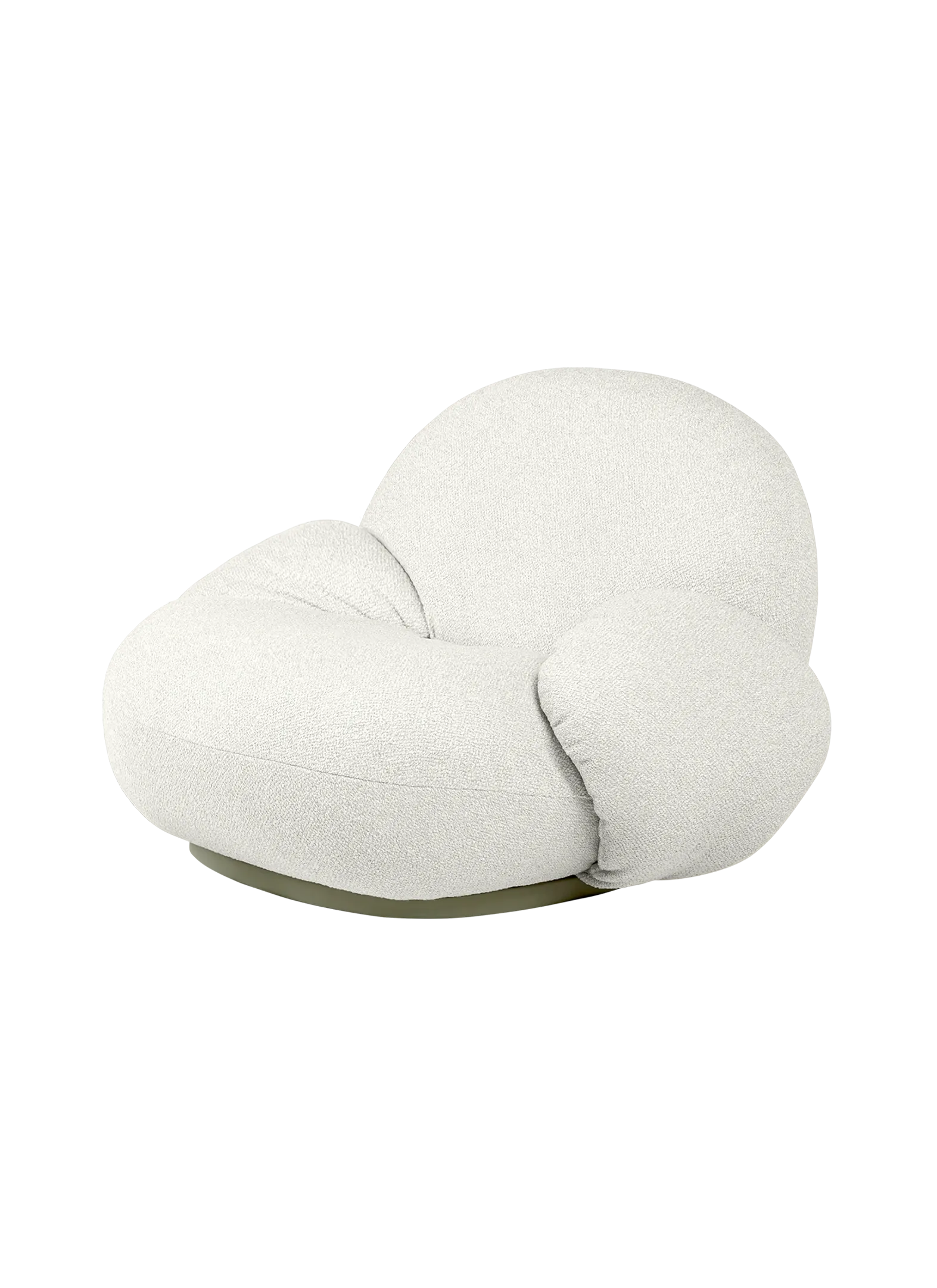 GUBI Pacha Lounge Chair with Armrest, Outdoor (Libera, Dedar (002, Standard), Moss Gray, Swivel)