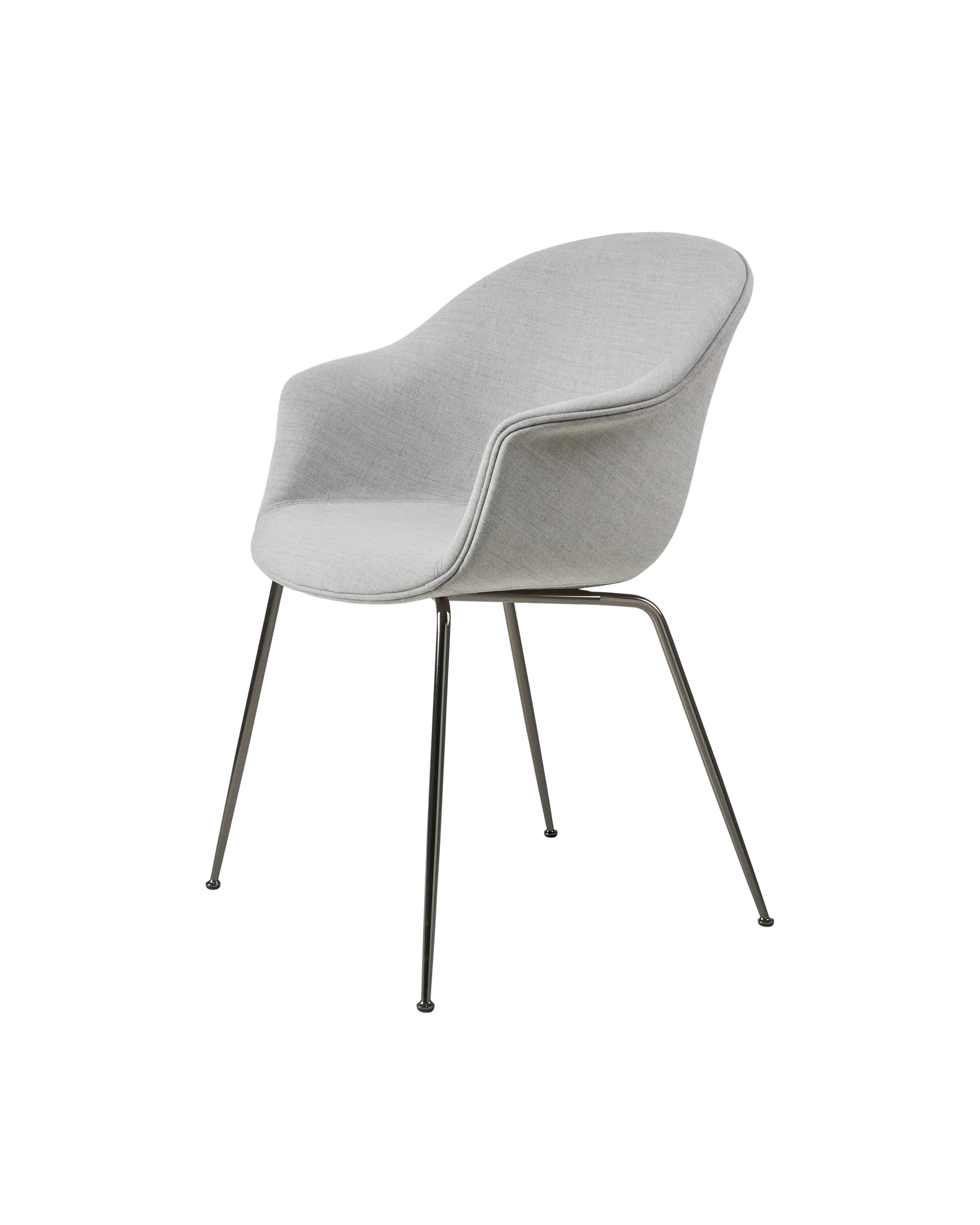 GUBI Bat Dining Chair, Fully Upholstered (Remix 3, Kvadrat (123, Standard), Conic base, Black Chrome)