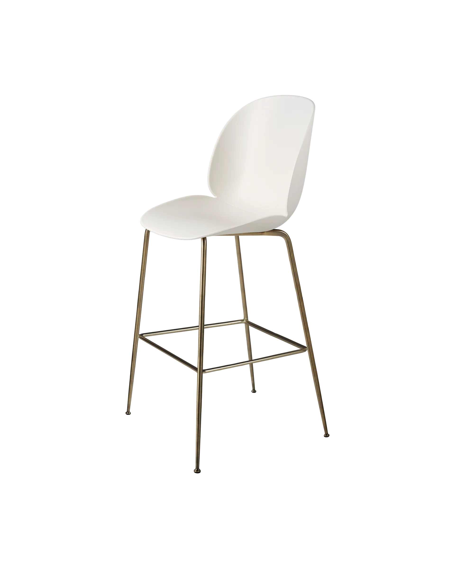 GUBI Beetle Bar Chair, Un-Upholstered (Conic base, Alabaster White, Antique Brass)