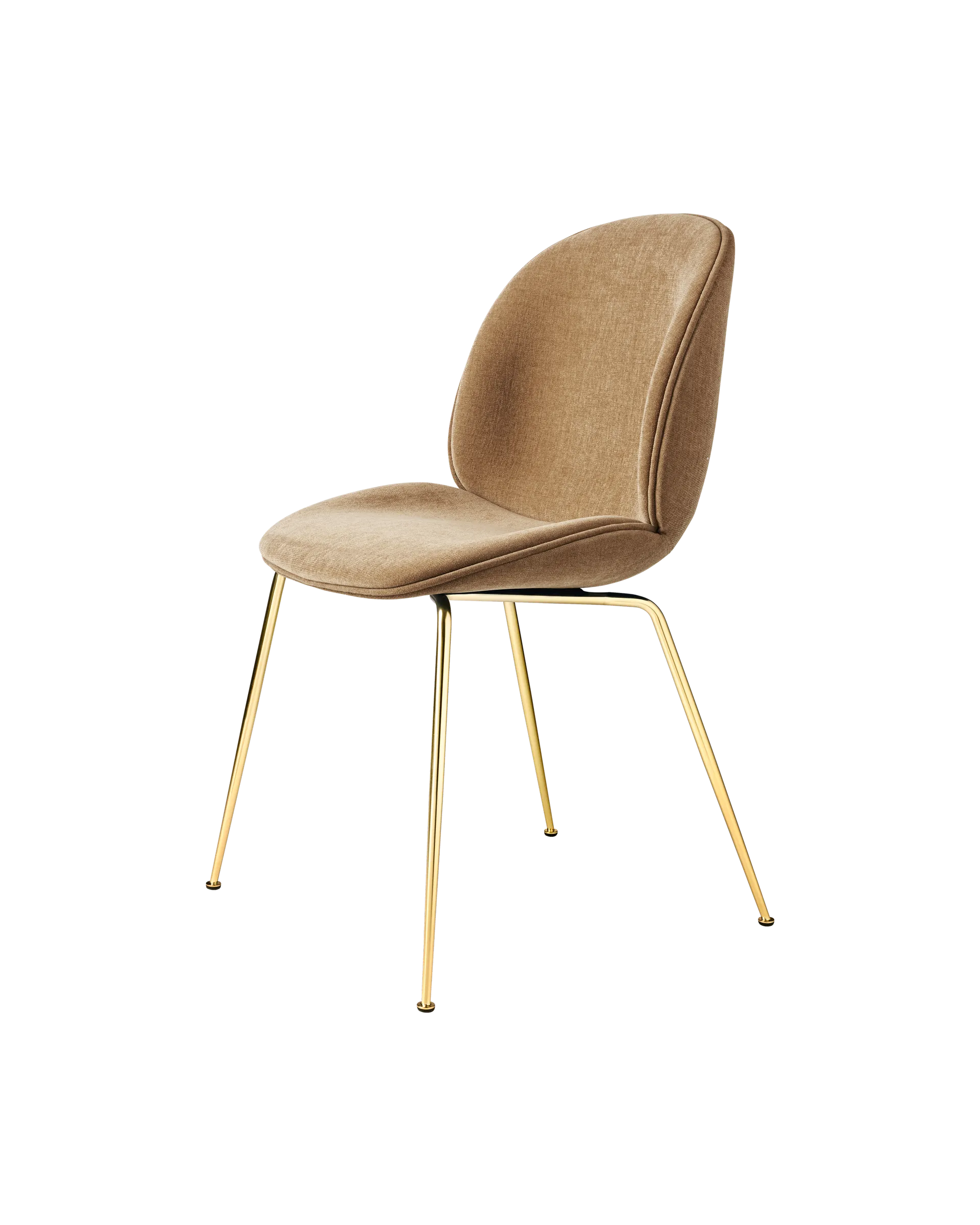 GUBI Beetle Dining Chair, Fully Upholstered (Conic base, Brass Semi Matt, Belsuede Special FR, Dedar (003, Standard))