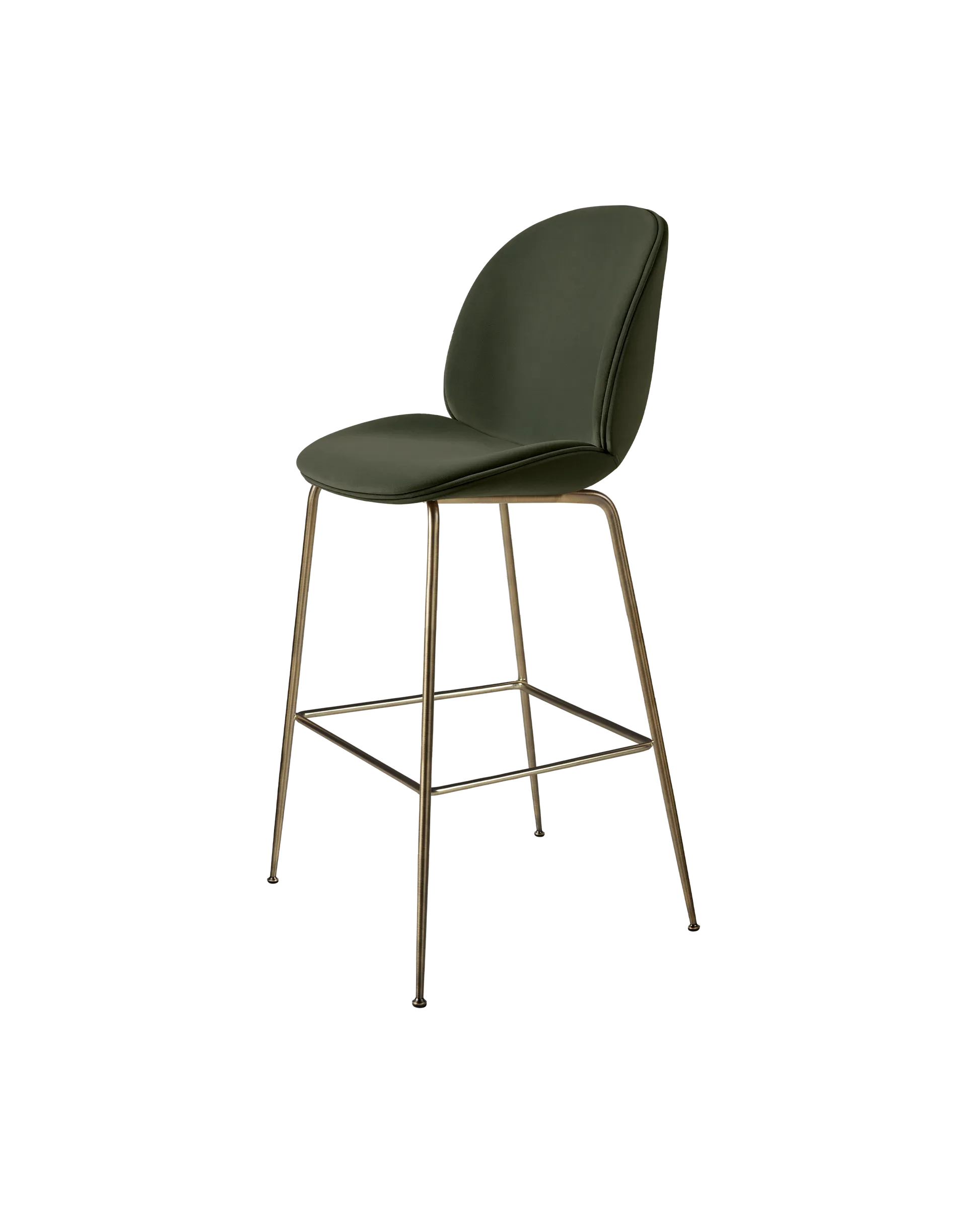 GUBI Beetle Bar Chair, Fully Upholstered (Sunday, Dedar (018, Standard), Conic base, Antique Brass)