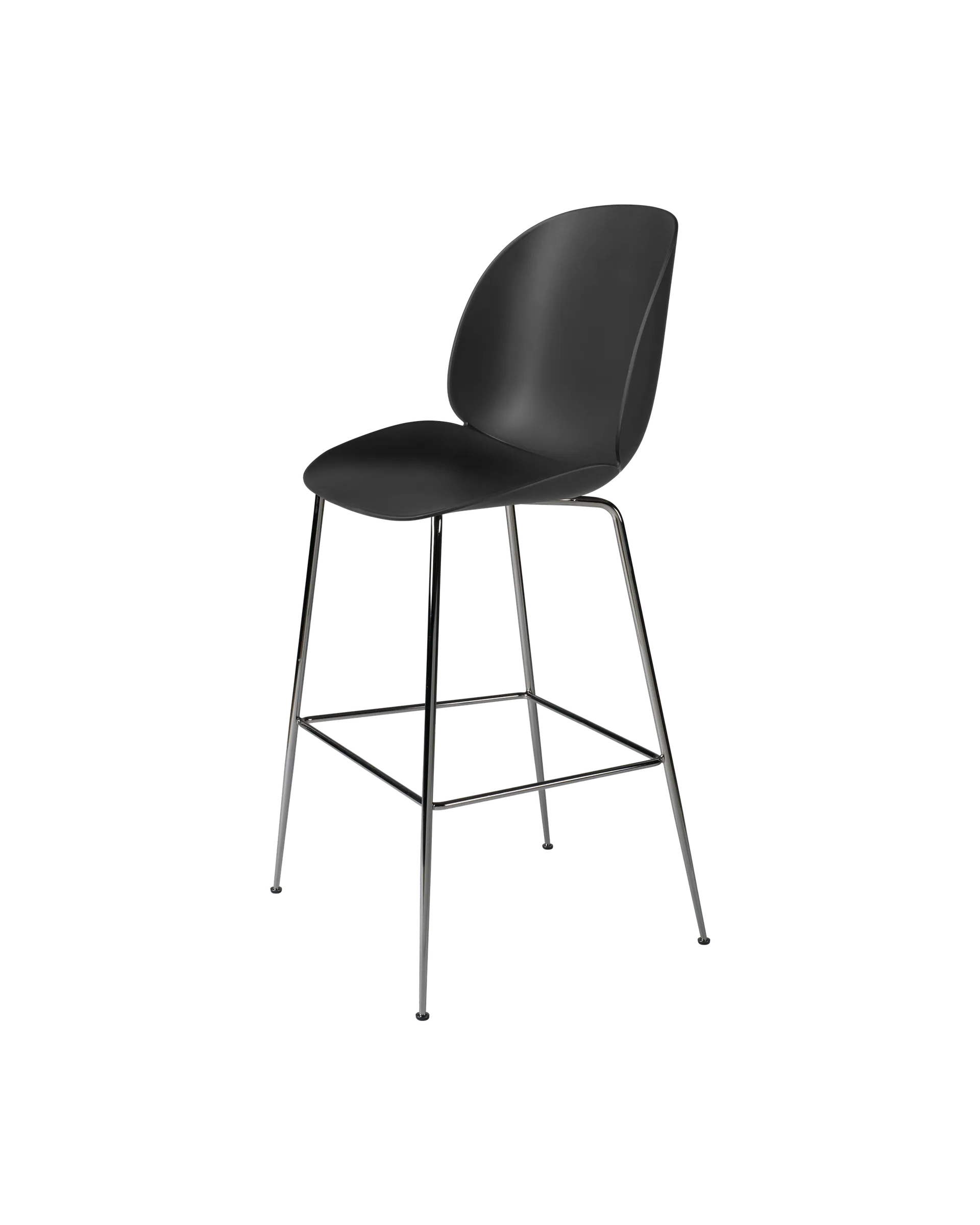 GUBI Beetle Bar Chair, Un-Upholstered (Conic base, Black, Black Chrome)