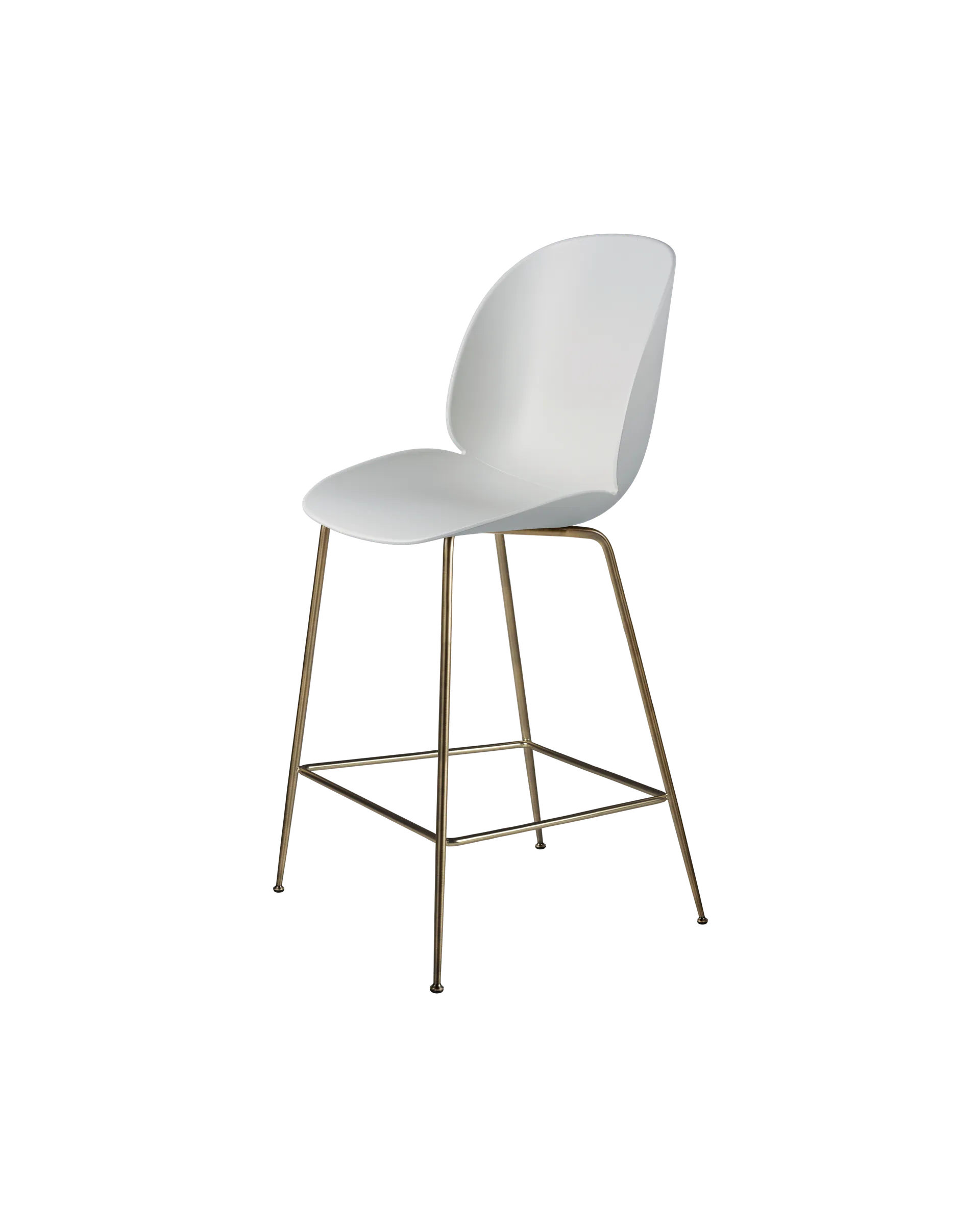 GUBI Beetle Counter Chair, Un-Upholstered (Conic base, Lunar Gray, Antique Brass)
