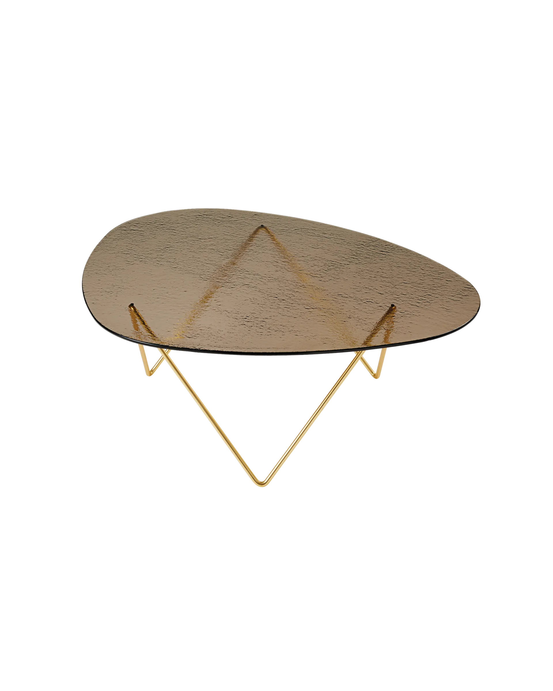 GUBI Pedrera Coffee Table (Brass Semi Matt, Bronze Structured Glass)