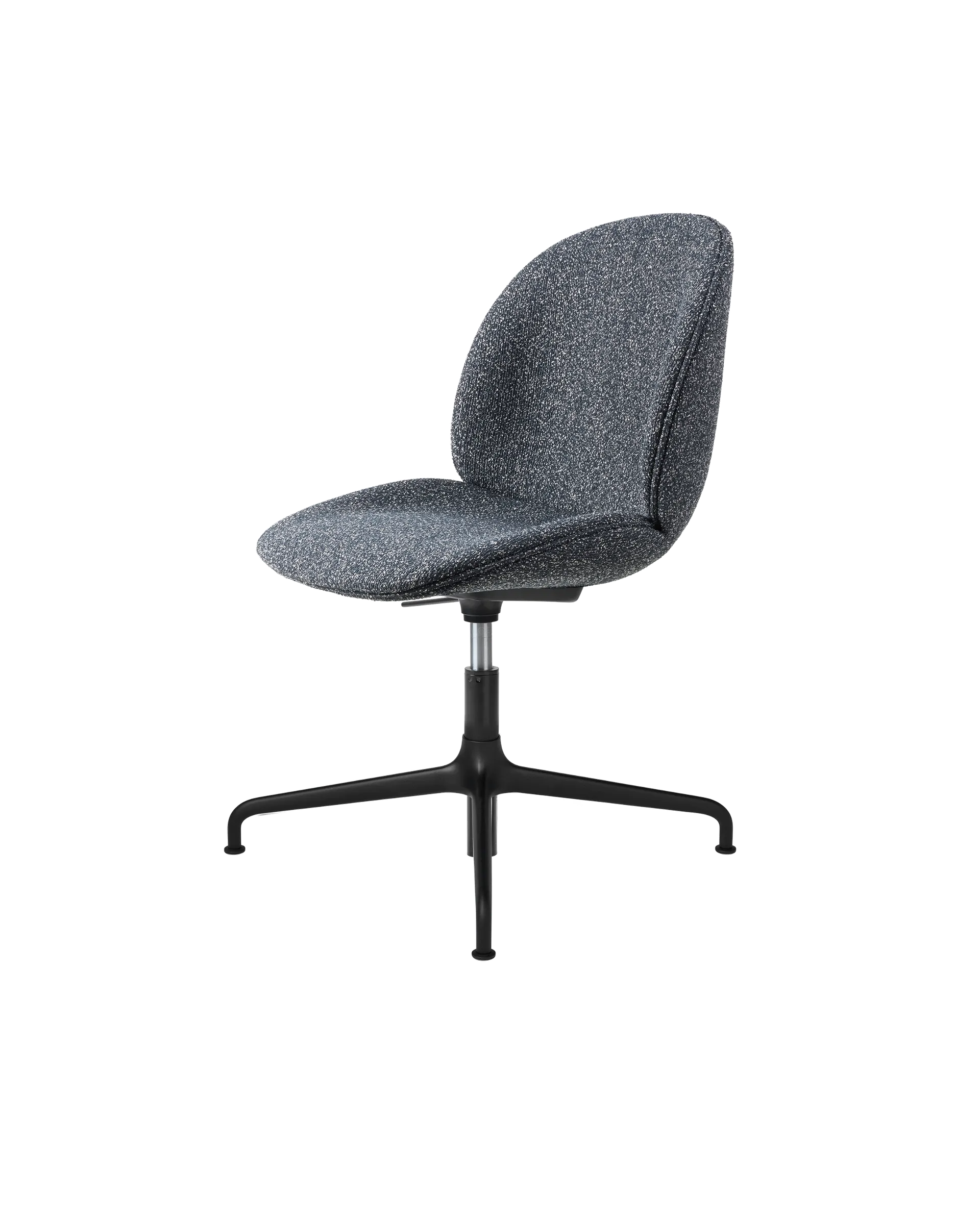 GUBI Beetle Meeting Chair, Fully Upholstered (Around Bouclé, Dedar (023, Standard), Height adjustable 4-star base, Black Matt)