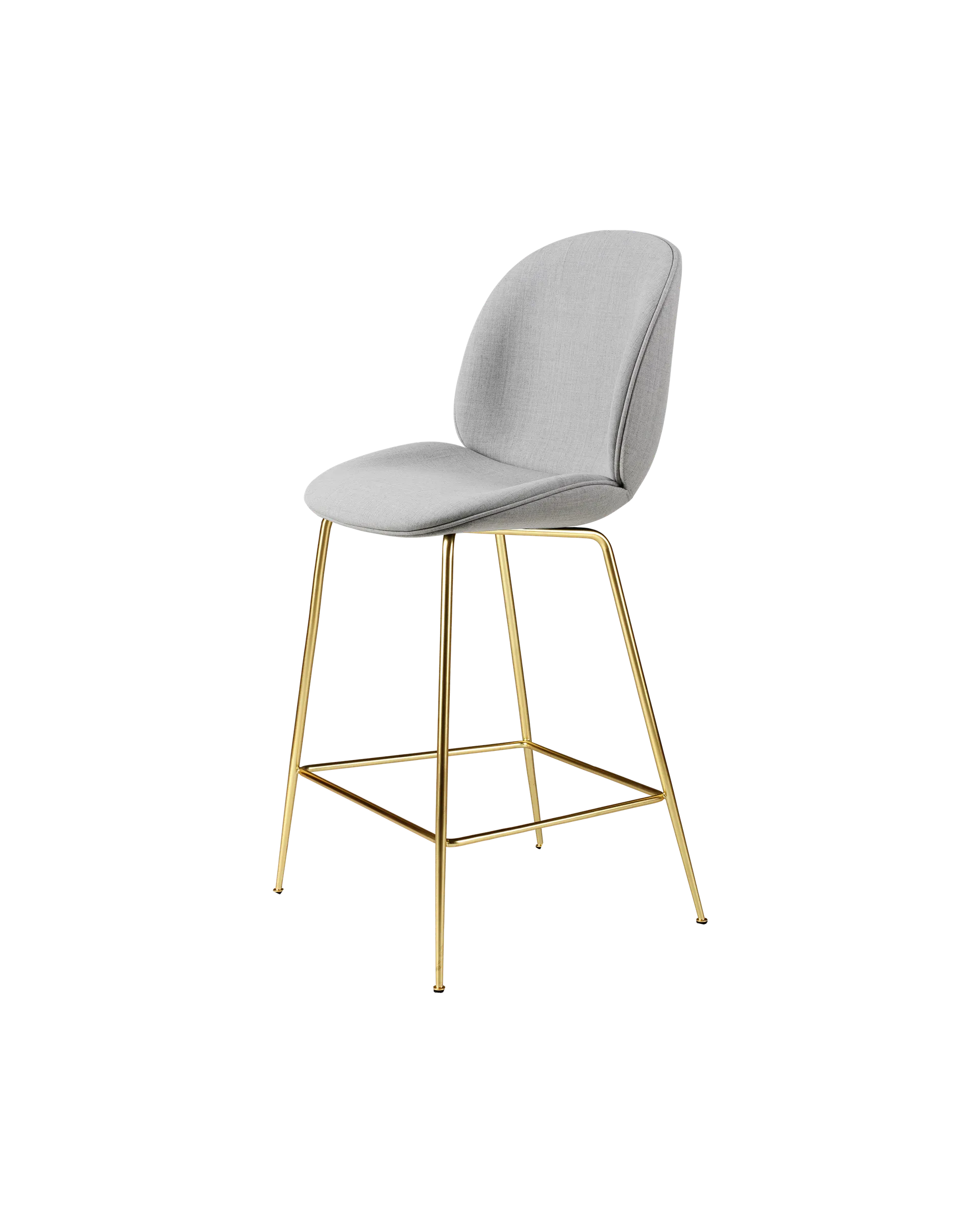 GUBI Beetle Counter Chair, Fully Upholstered (Remix 3, Kvadrat (123, Standard), Conic base, Brass Semi Matt)