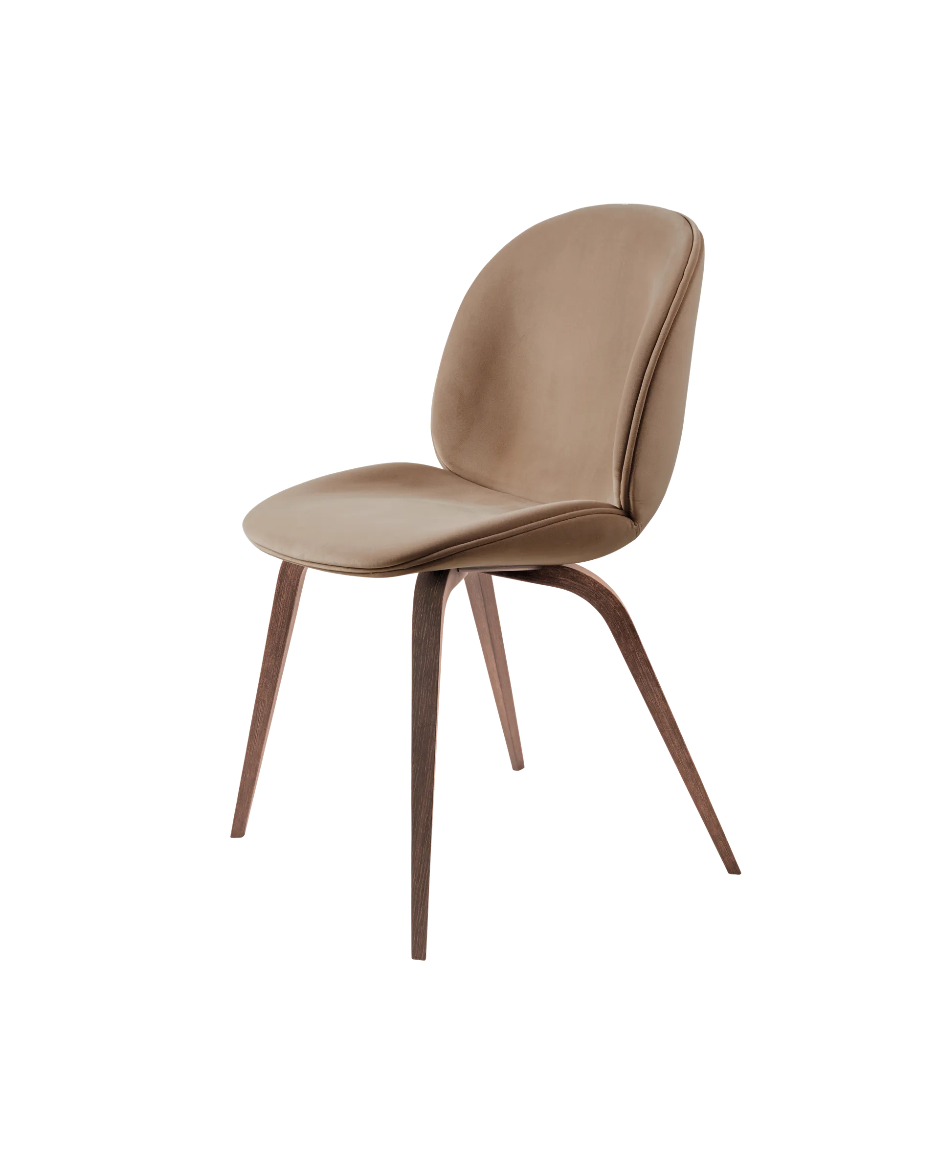GUBI Beetle Dining Chair, Fully Upholstered (Sunday, Dedar (034, Standard), Wood base, American Walnut)