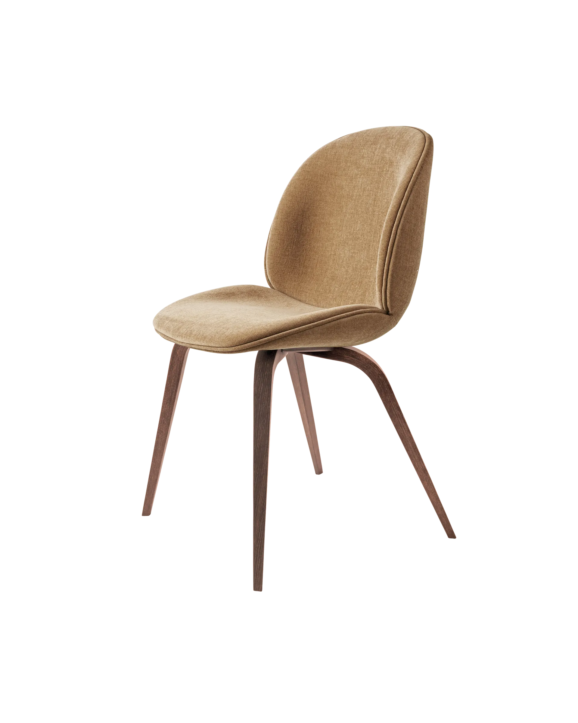 GUBI Beetle Dining Chair, Fully Upholstered (Wood base, American Walnut, Belsuede Special FR, Dedar (003, Standard))
