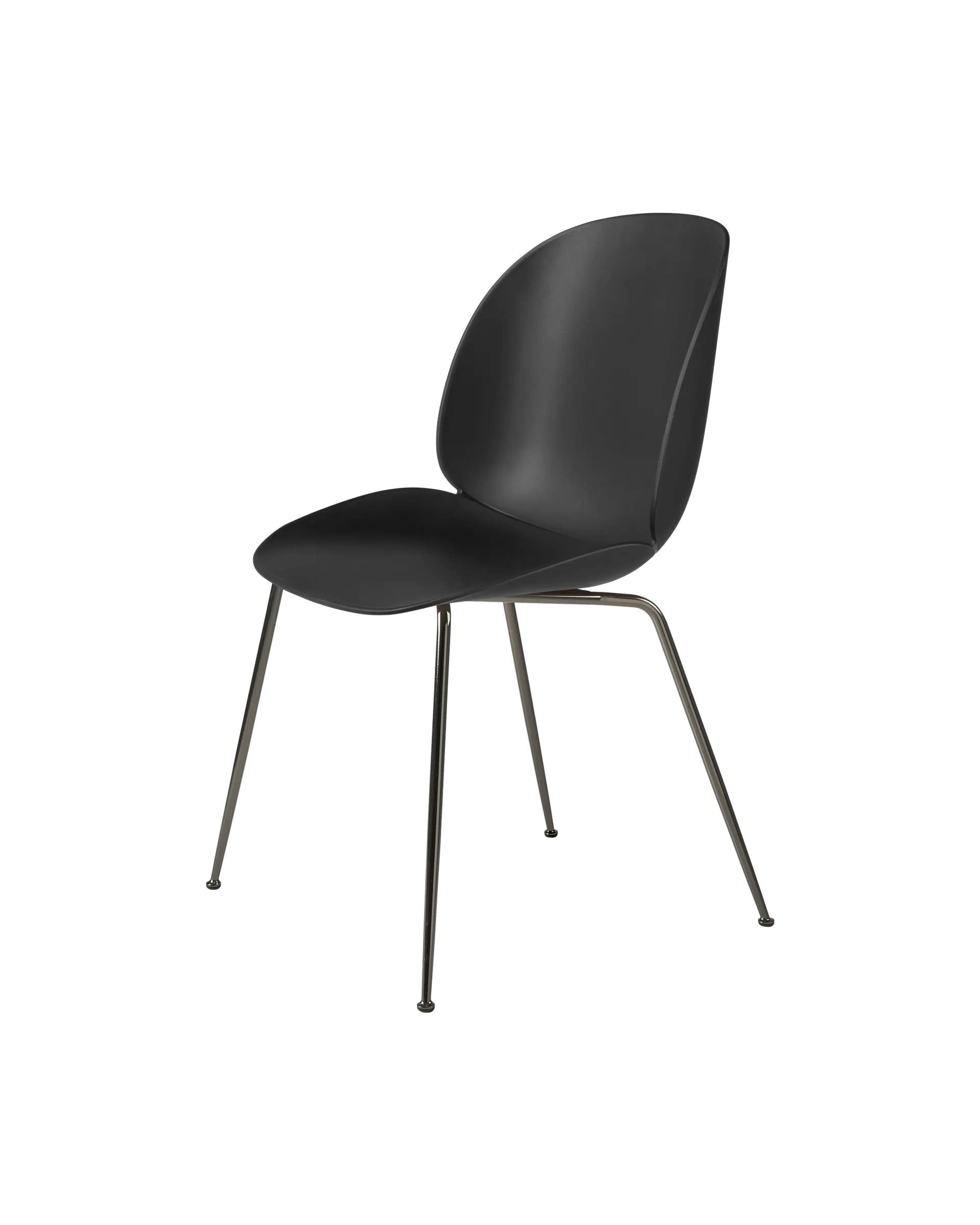 GUBI Beetle Dining Chair, Un-Upholstered (Conic base, Black, Black Chrome)