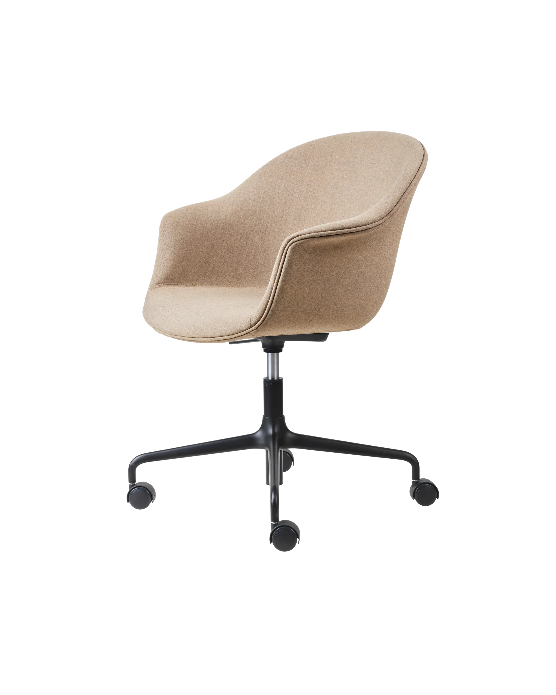 GUBI Bat Meeting Chair, Fully Upholstered (Remix 3, Kvadrat (233, Standard), Height adjustable 4-star base w. castors, Black Matt)