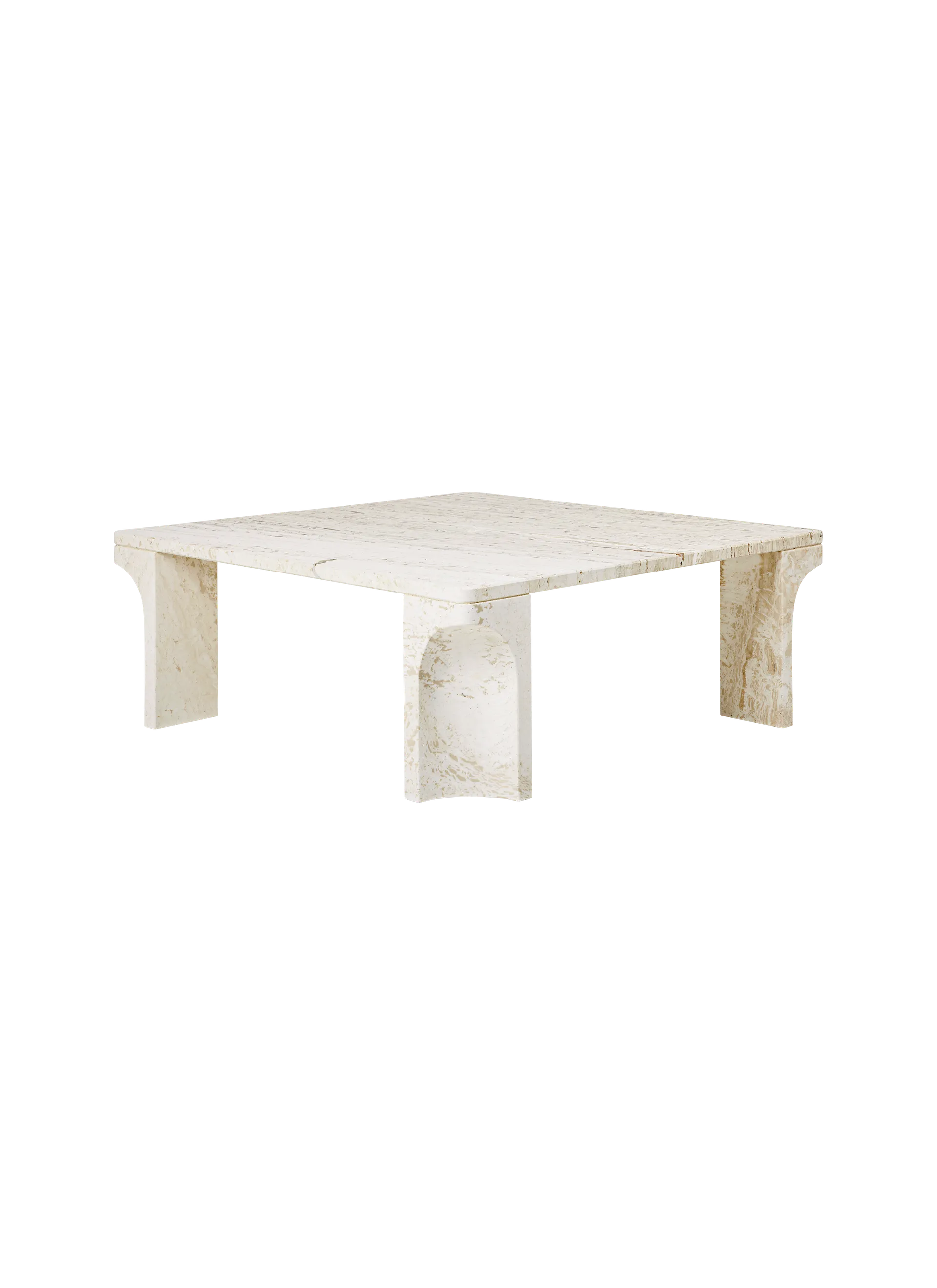 GUBI Doric Coffee Tables (Neutral White Travertine, Neutral White Travertine, 80 x 80 x 30 cm)