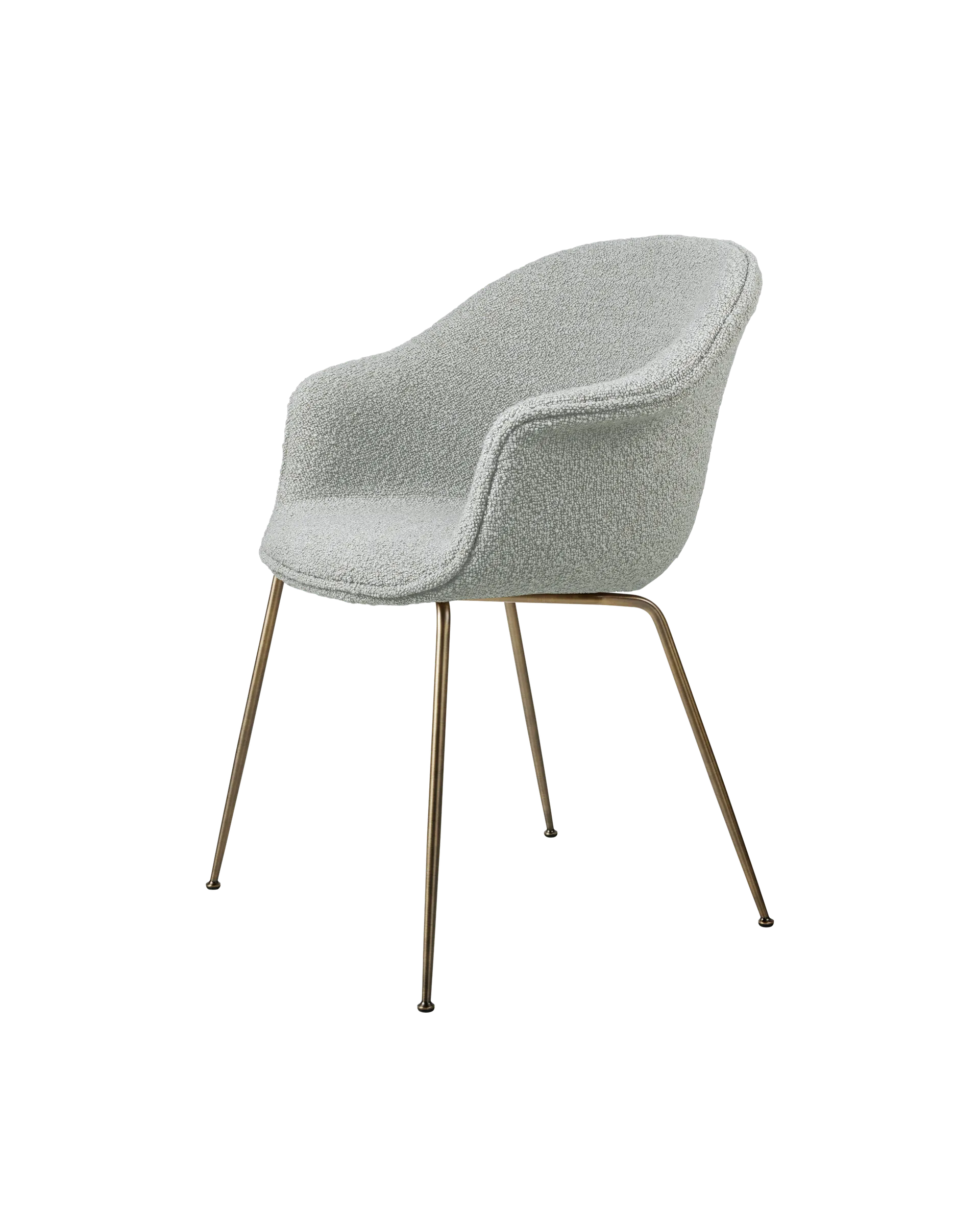 GUBI Bat Dining Chair, Fully Upholstered (Karakorum, Dedar (004, Standard), Conic base, Antique Brass)