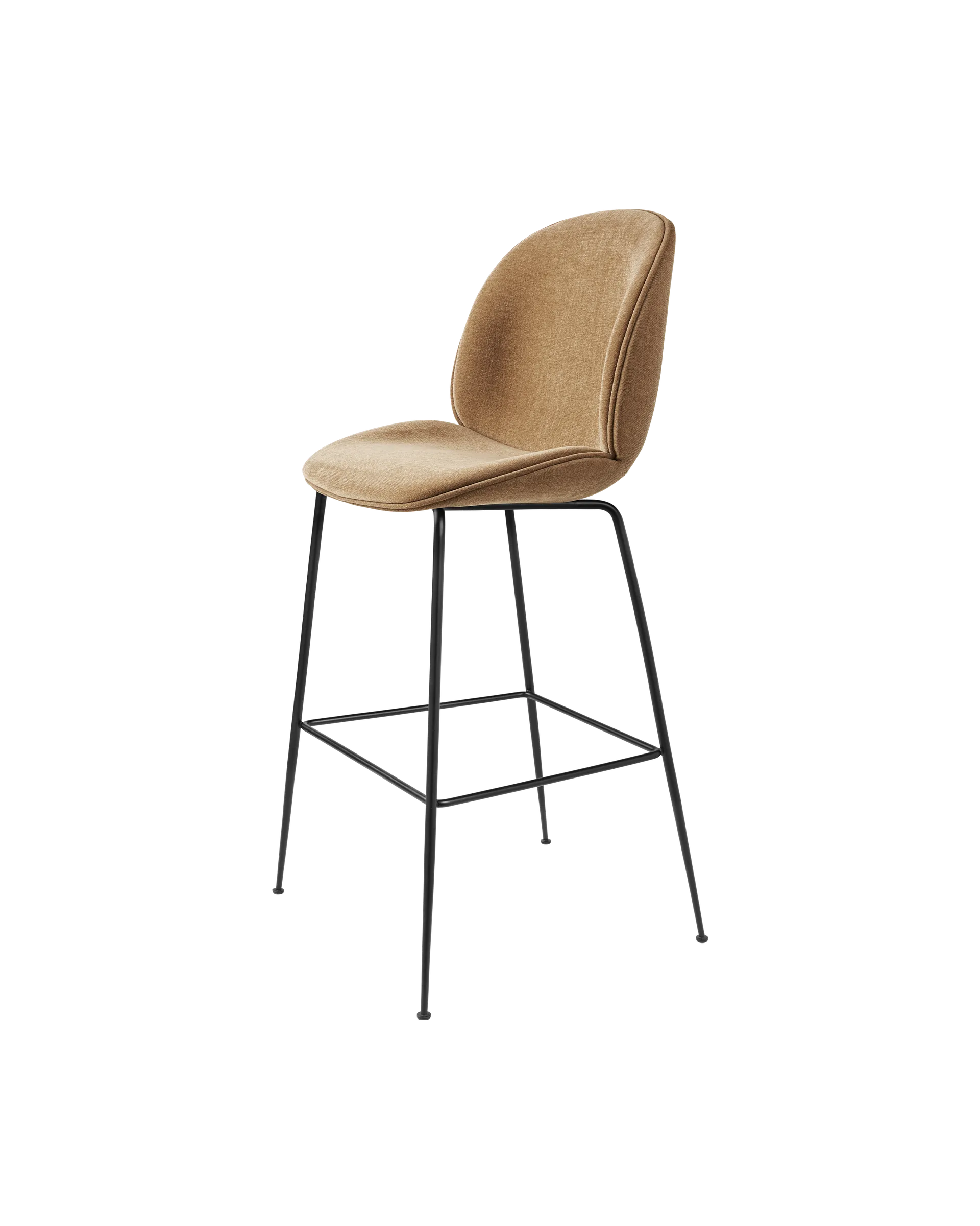 GUBI Beetle Bar Chair, Fully Upholstered (Belsuede Special FR, Dedar (003, Standard), Black Matt, Conic base)