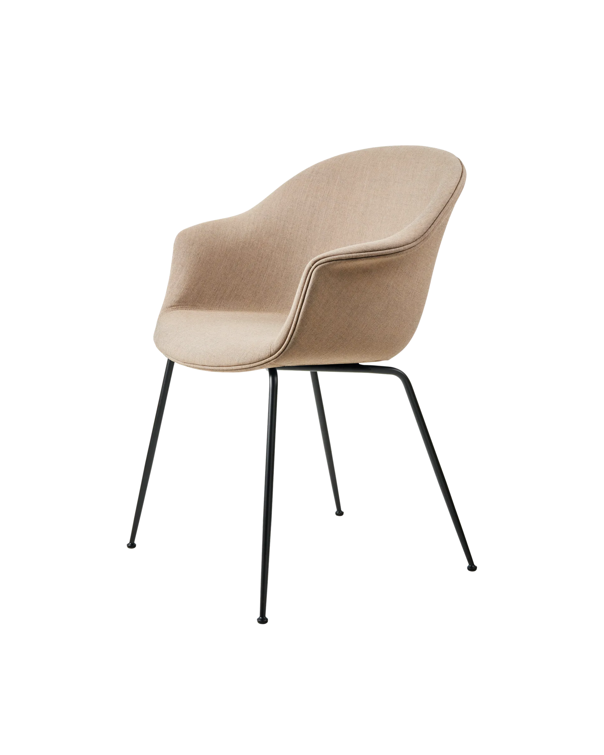 GUBI Bat Dining Chair, Fully Upholstered (Remix 3, Kvadrat (233, Standard), Conic base, Black)