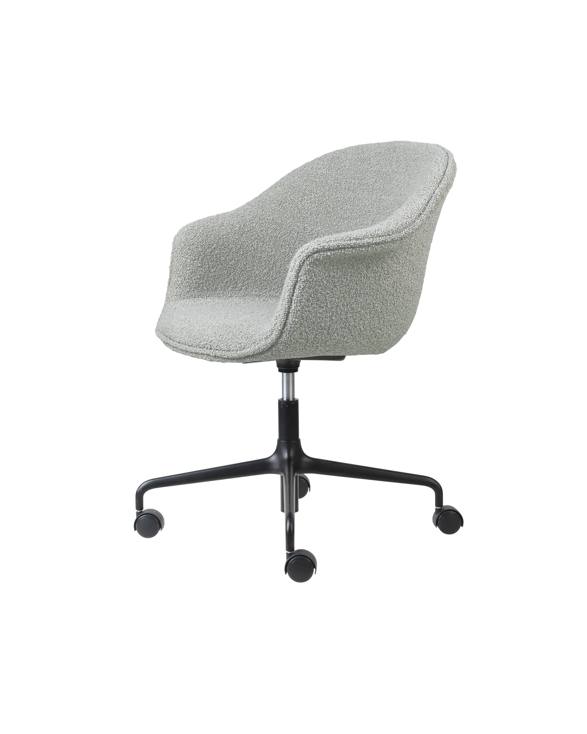 GUBI Bat Meeting Chair, Fully Upholstered (Karakorum, Dedar (004, Standard), Height adjustable 4-star base w. castors, Black Matt)