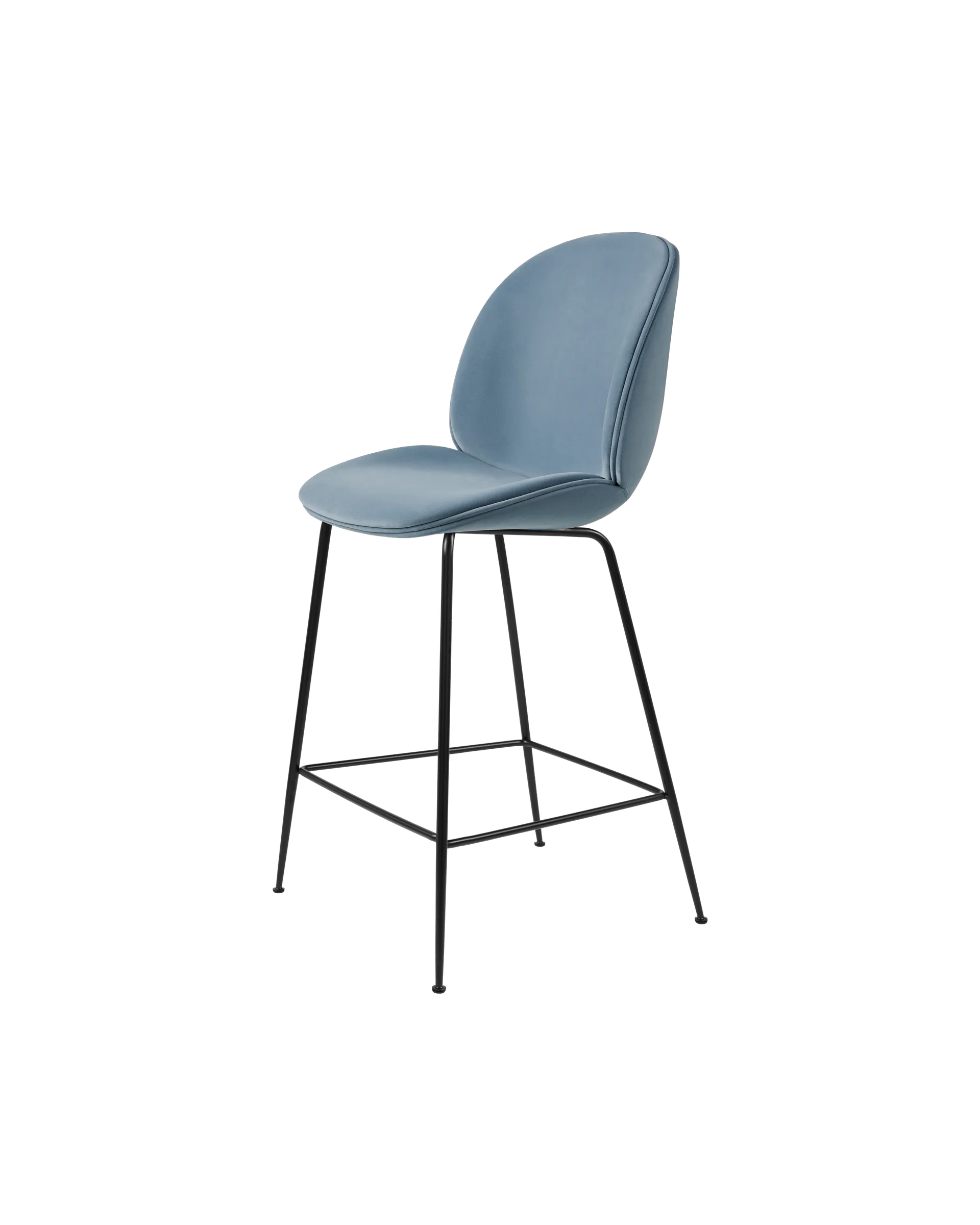 GUBI Beetle Counter Chair, Fully Upholstered (Sunday, Dedar (002, Standard), Conic base, Black Matt)
