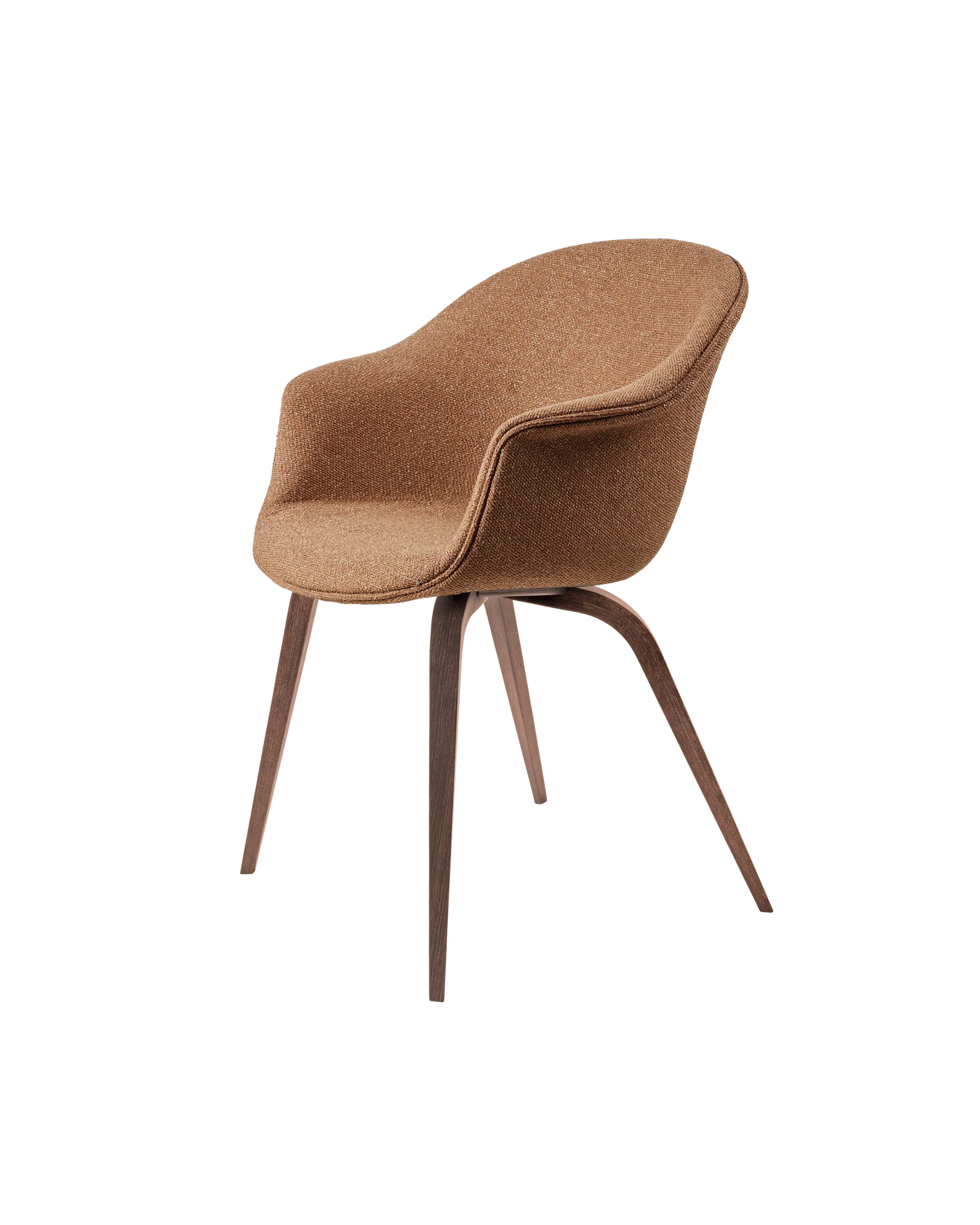 GUBI Bat Dining Chair, Fully Upholstered (Around Bouclé, Dedar (032, Standard), Wood base, American Walnut)