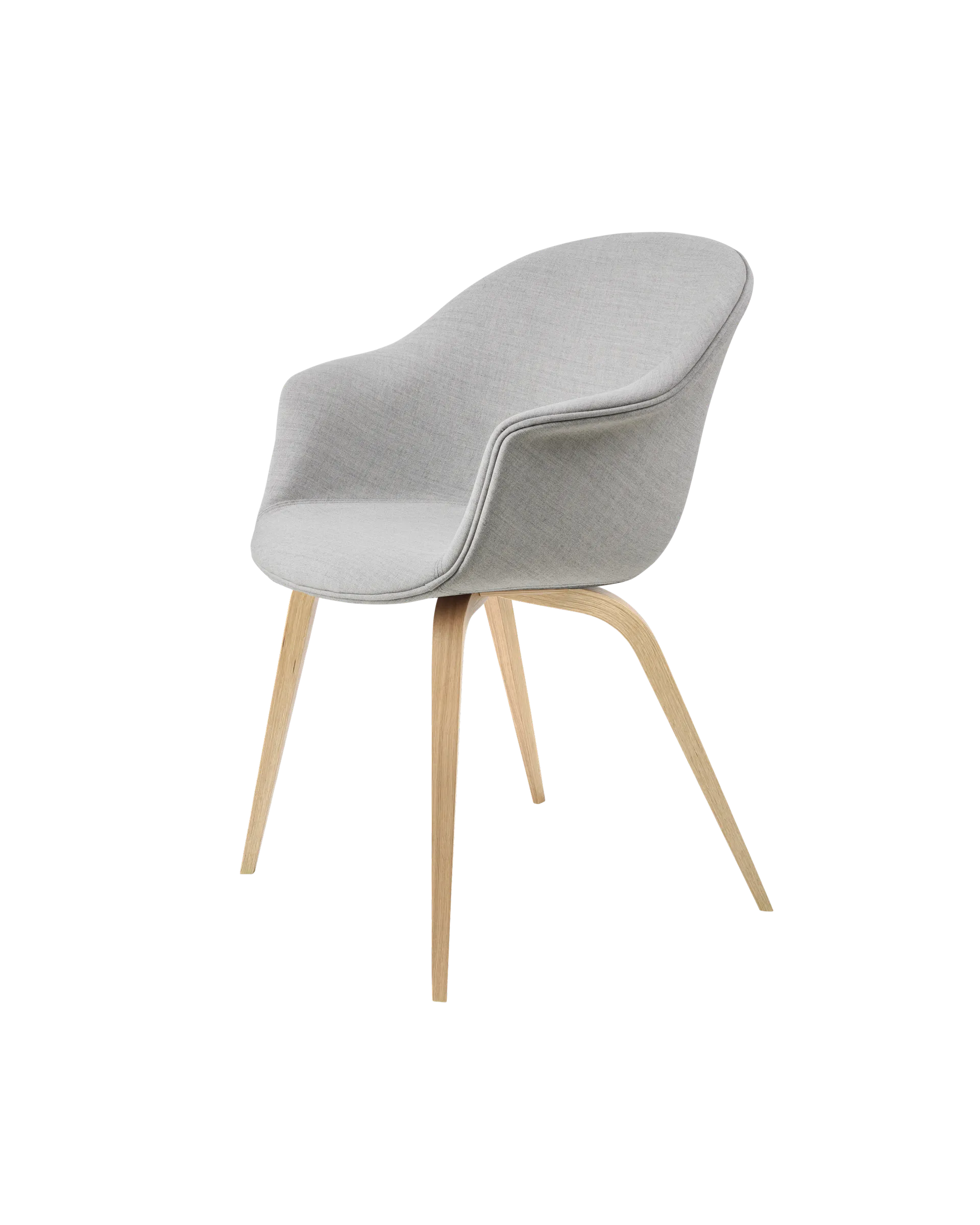 GUBI Bat Dining Chair, Fully Upholstered (Remix 3, Kvadrat (123, Standard), Wood base, Oak Semi Matt)