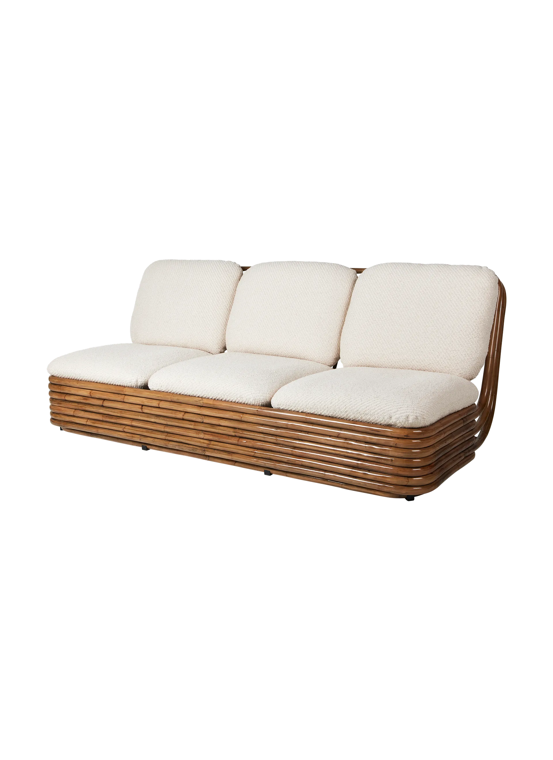 GUBI Bohemian 72 Sofa (Lupo Special Diagonal Bouclé, Dedar (007, Standard), Rattan)
