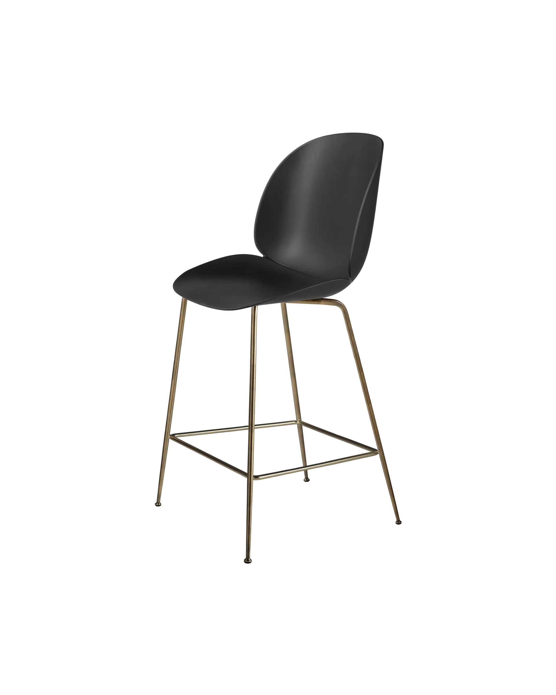 GUBI Beetle Counter Chair, Un-Upholstered (Conic base, Black, Antique Brass)
