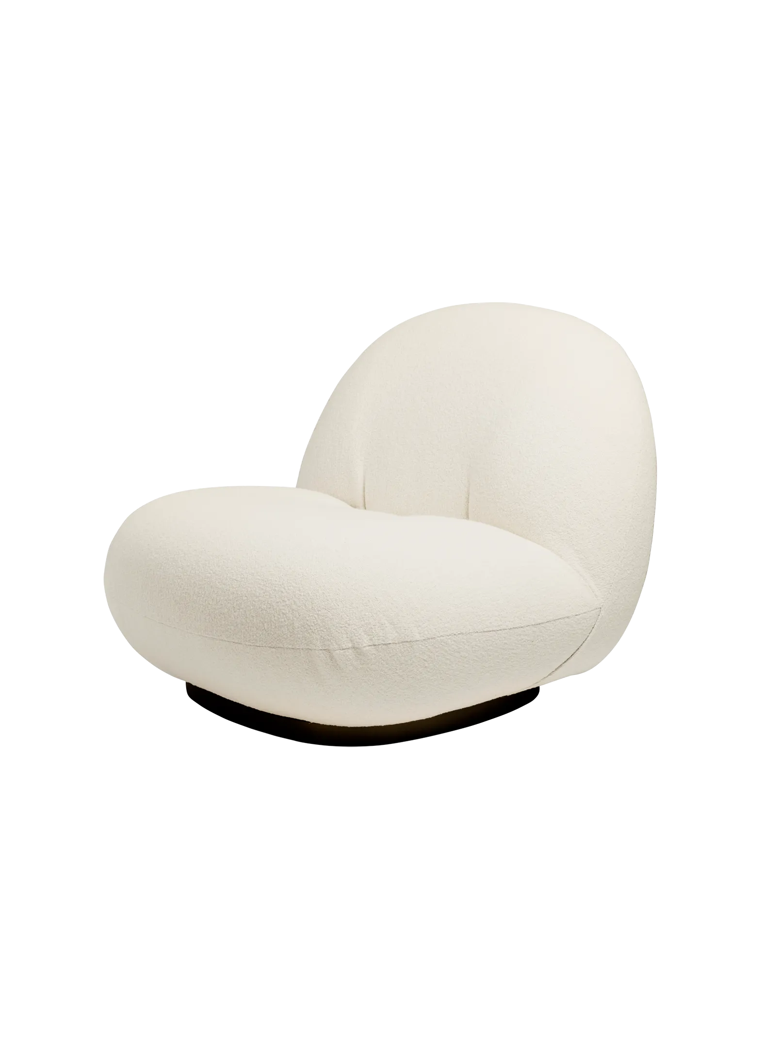 GUBI Pacha Lounge Chair (Harp GUBI (24 Ivory), Black, Fixed)