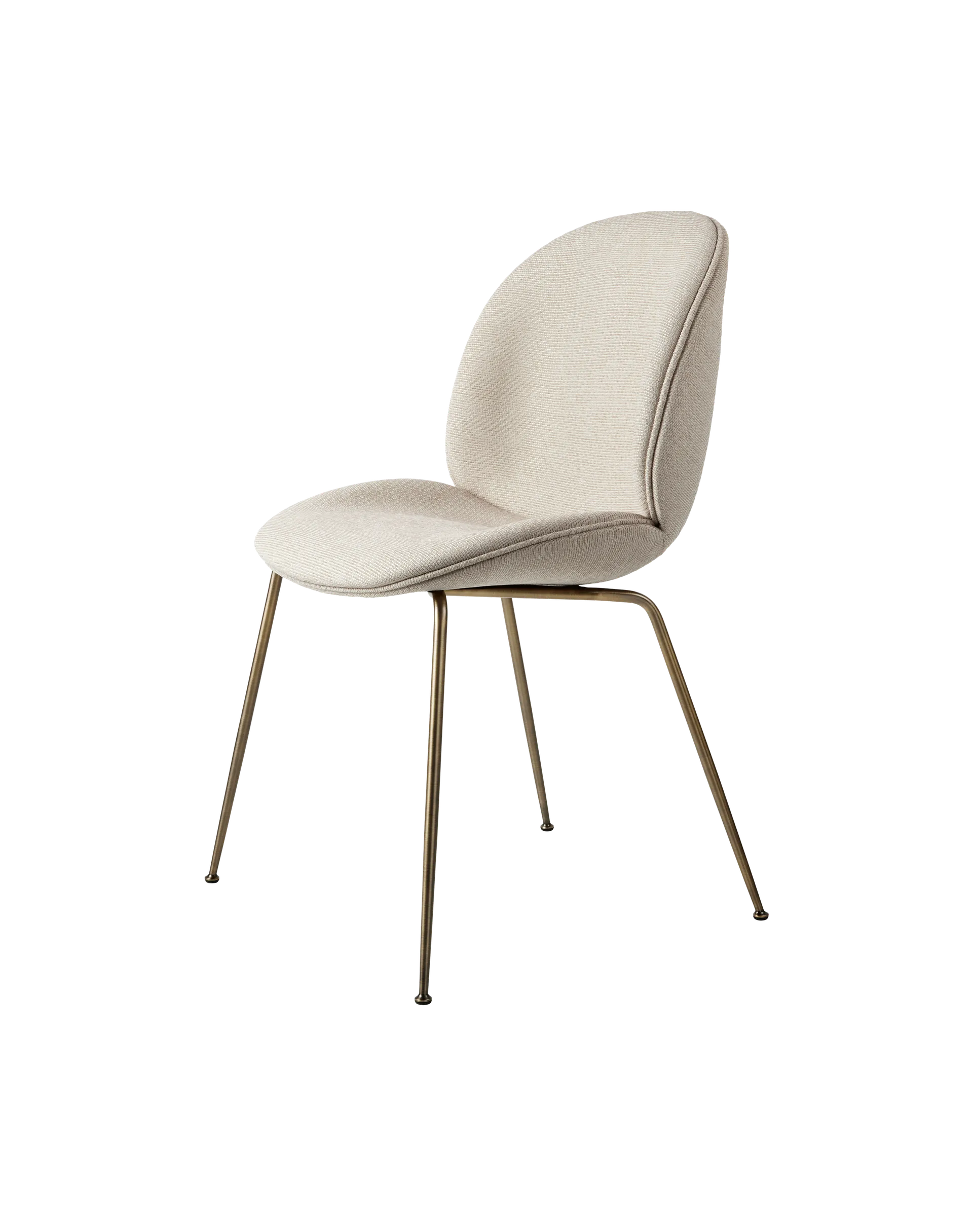 GUBI Beetle Dining Chair, Fully Upholstered (Tempt, Gabriel (61168, Standard), Conic base, Antique Brass)