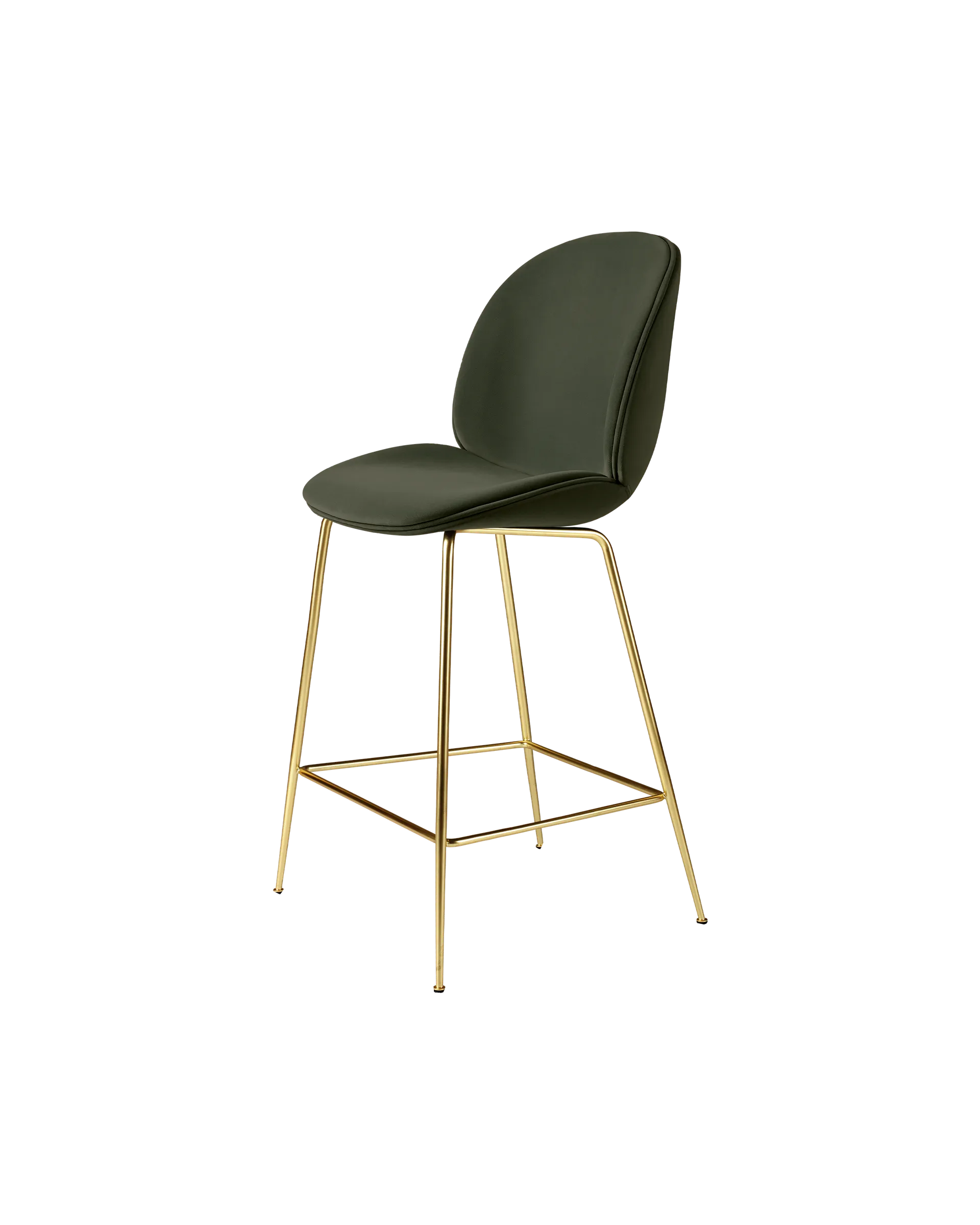 GUBI Beetle Counter Chair, Fully Upholstered (Sunday, Dedar (018, Standard), Conic base, Brass Semi Matt)