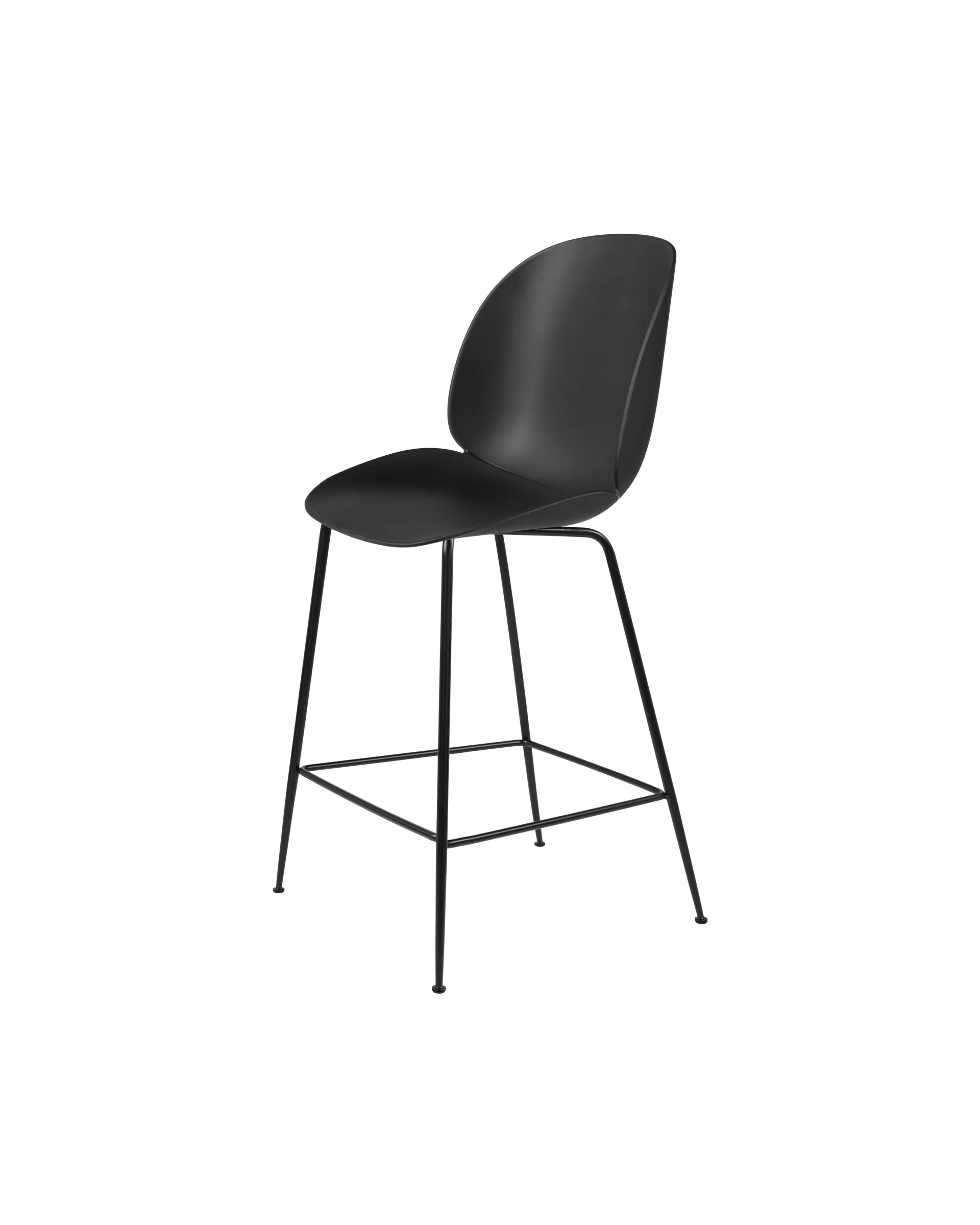 GUBI Beetle Counter Chair, Un-Upholstered (Conic base, Black, Black Matt)
