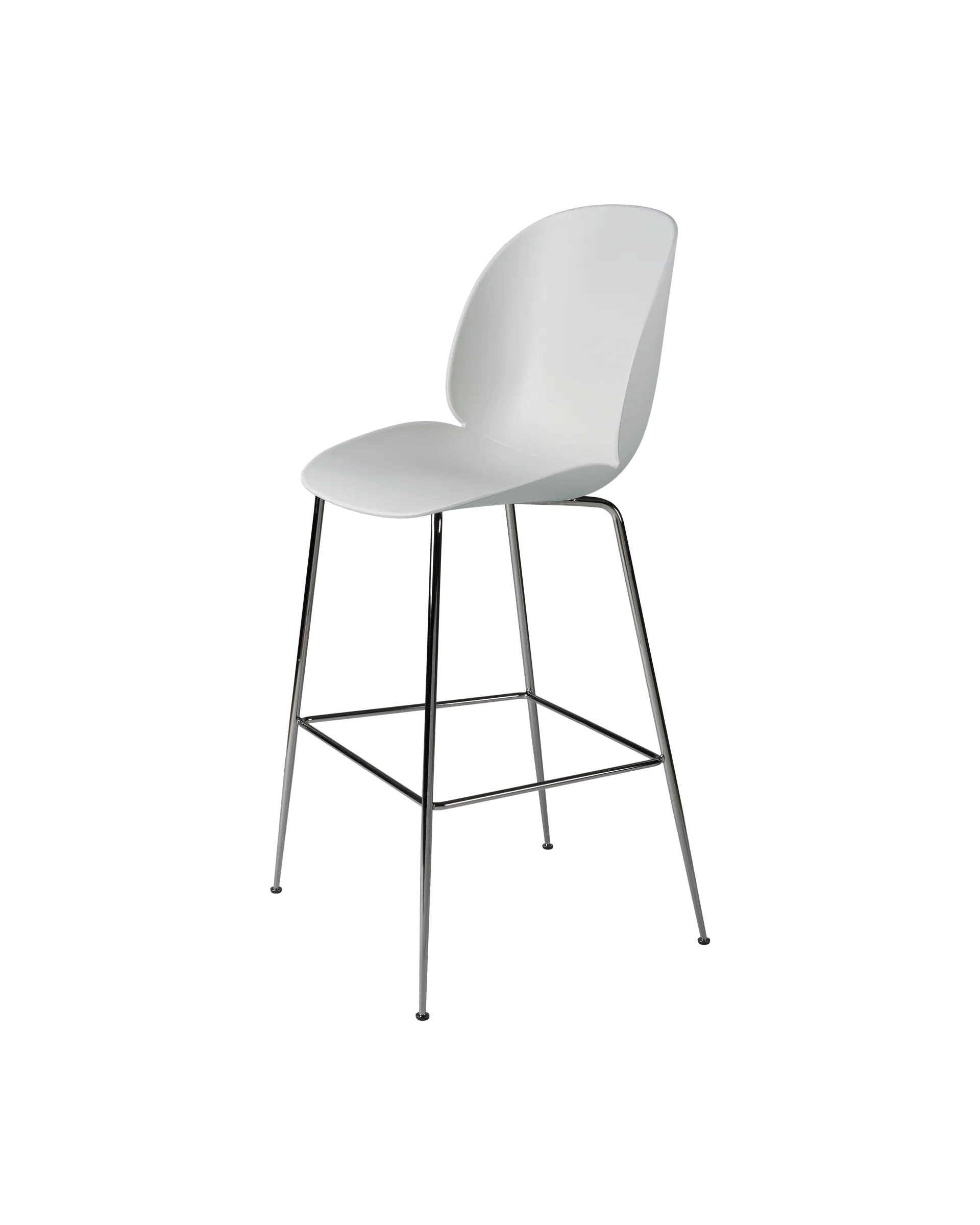 GUBI Beetle Bar Chair, Un-Upholstered (Conic base, Lunar Gray, Black Chrome)