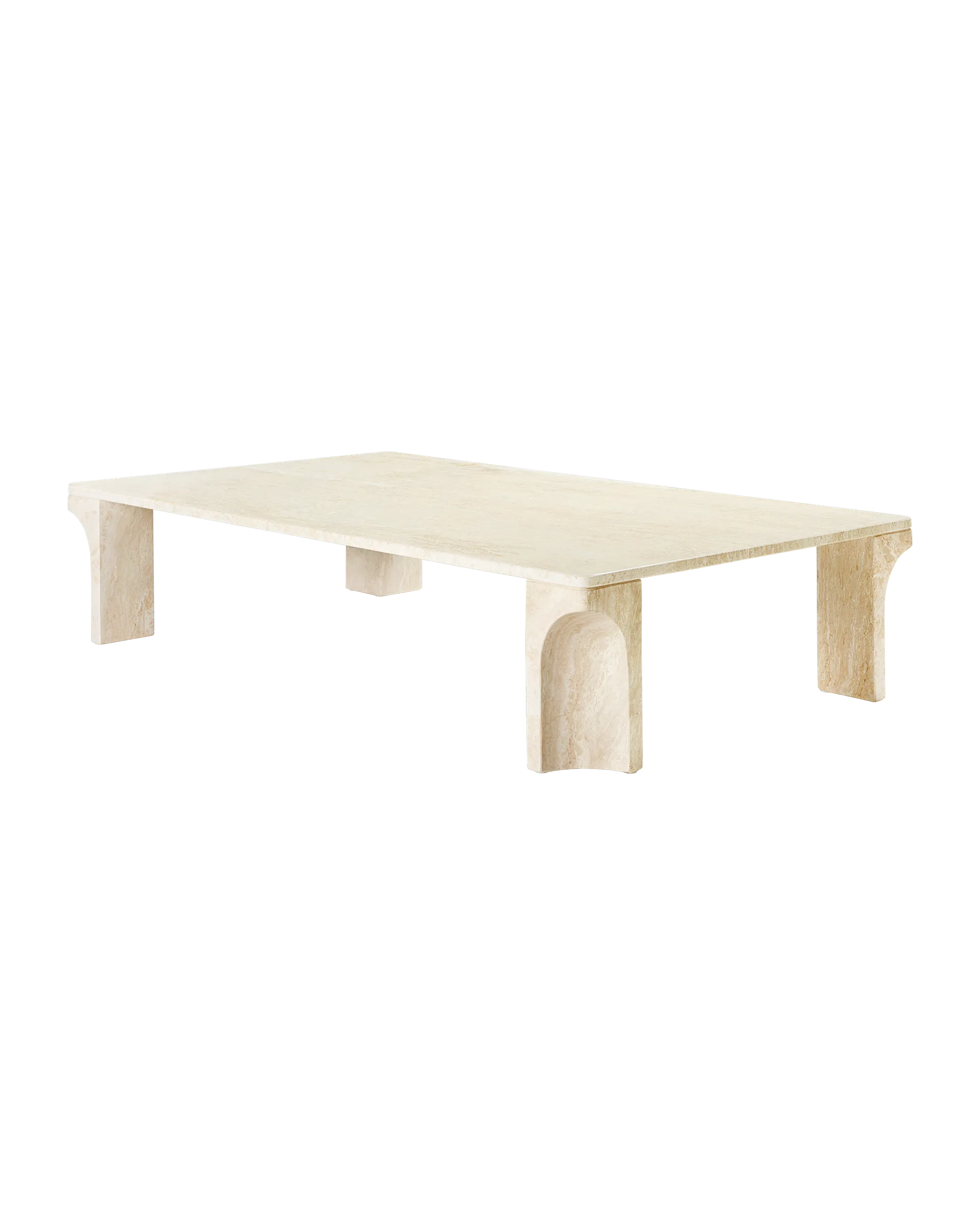 GUBI Doric Coffee Tables (Neutral White Travertine, Neutral White Travertine, 140 x 80 cm)
