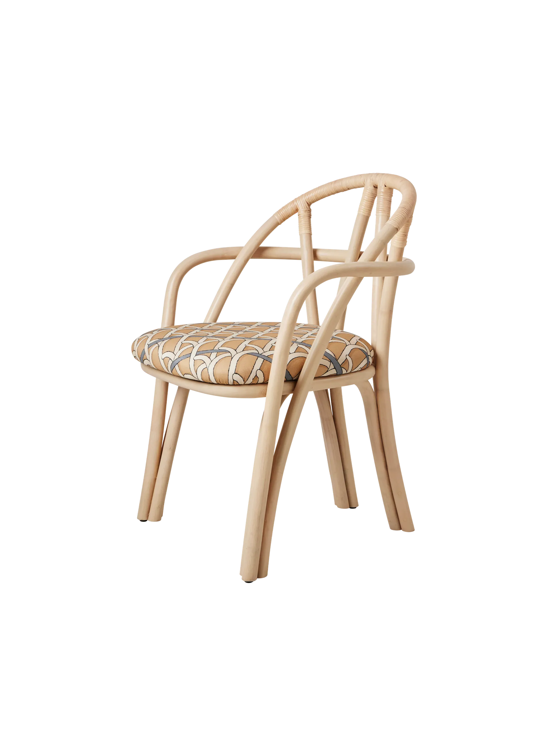 GUBI Bistra Dining Armchair (Reales Pattern, GUBI (002, Standard), Natural Lacquered Rattan)