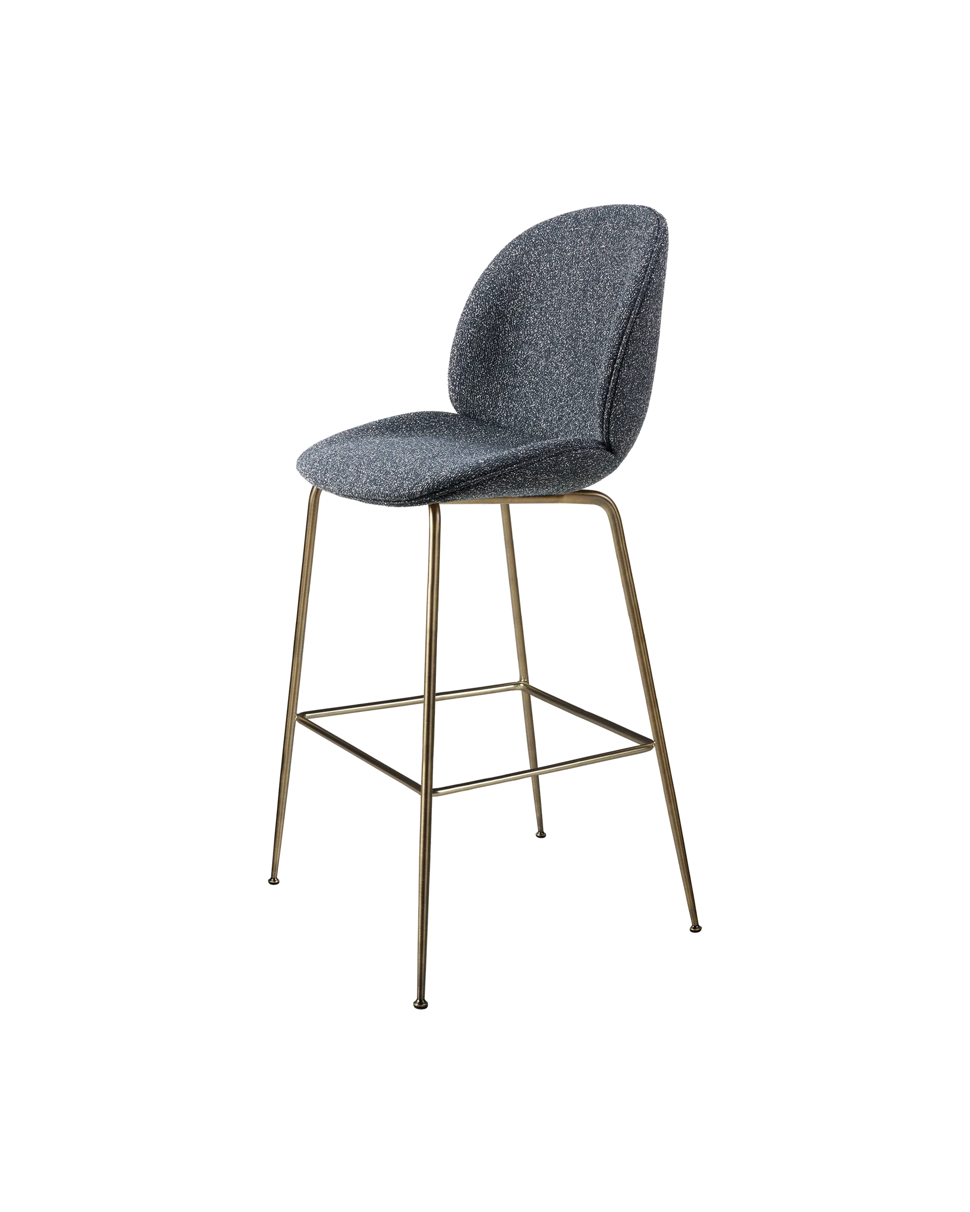 GUBI Beetle Bar Chair, Fully Upholstered (Around Bouclé, Dedar (023, Standard), Conic base, Antique Brass)