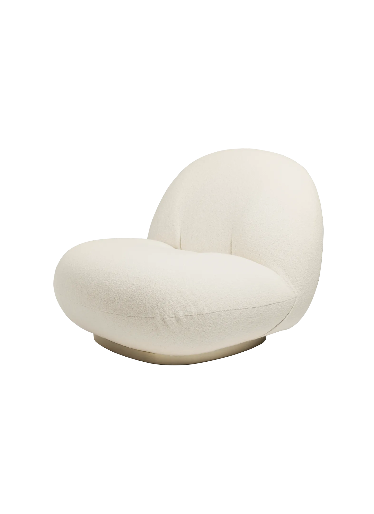GUBI Pacha Lounge Chair (Harp GUBI (24 Ivory), Pearl Gold, Swivel)