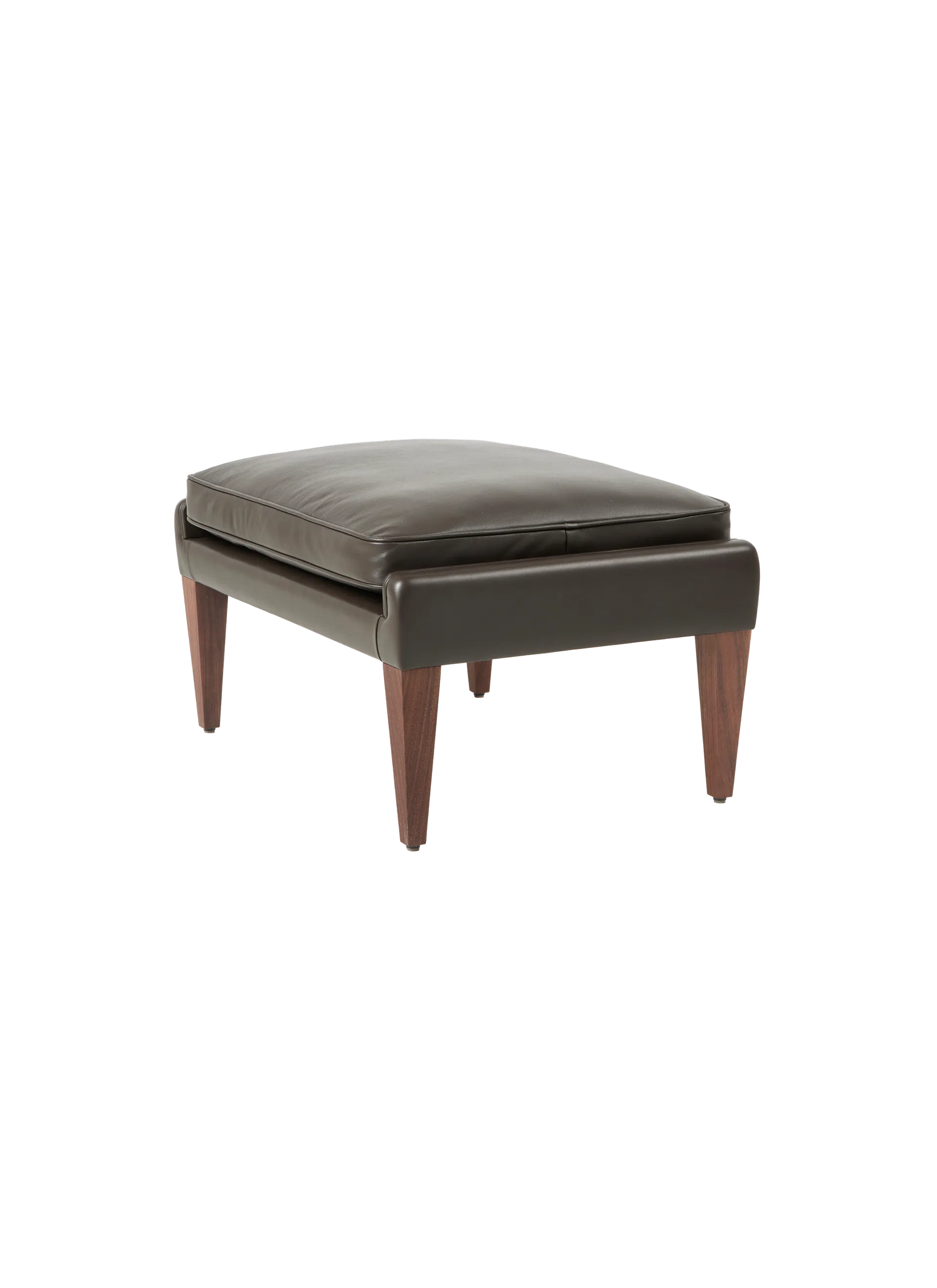 GUBI V11 Ottoman (Smooth leather, GUBI (Coffee, Standard), Solid American Walnut (Oiled))