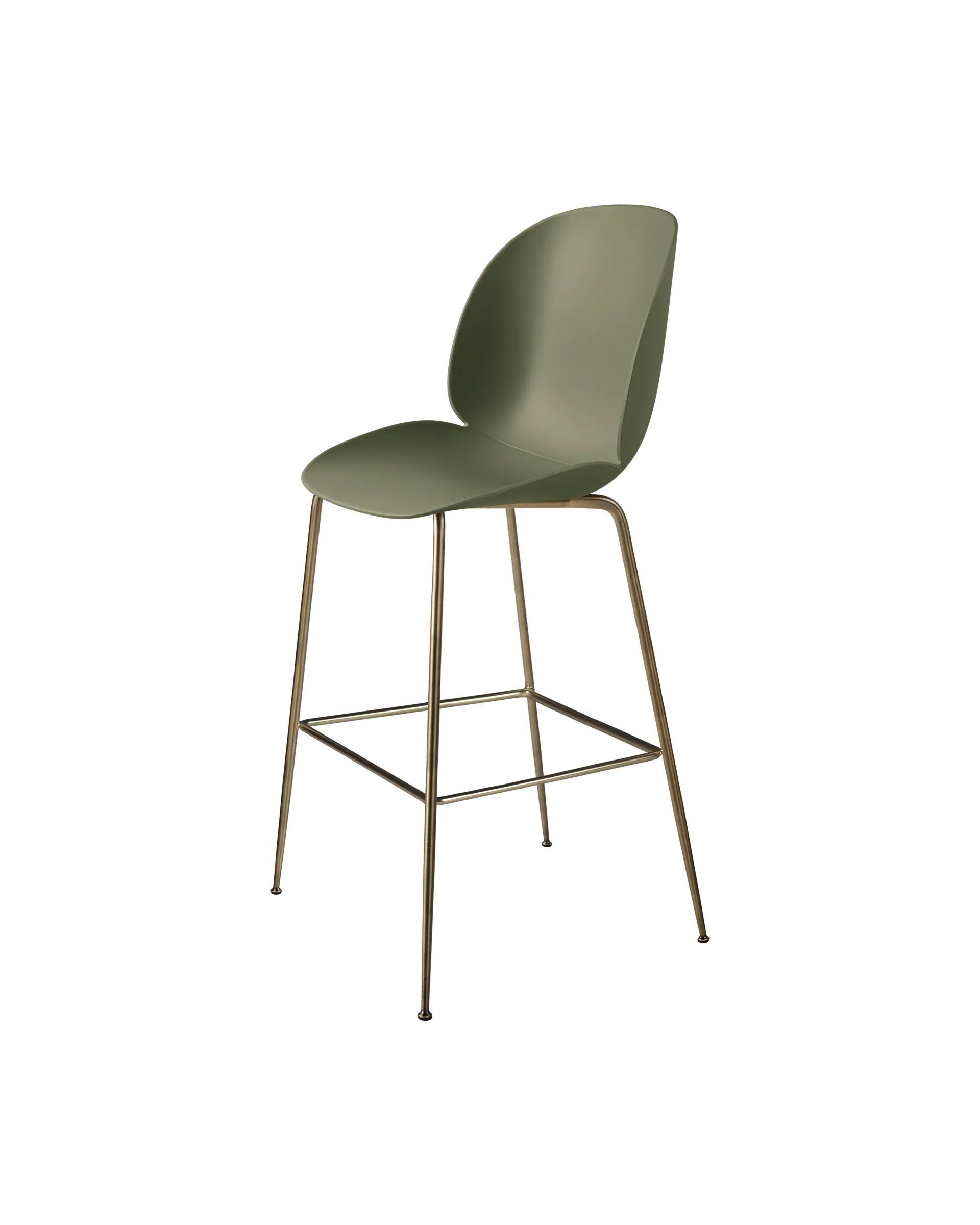 GUBI Beetle Bar Chair, Un-Upholstered (Conic base, Fern Green, Antique Brass)